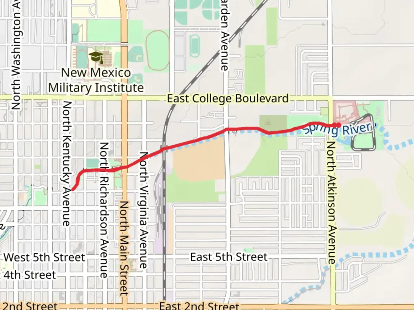 An image depicting the trail Spring River Parkway and its surrounding area.
