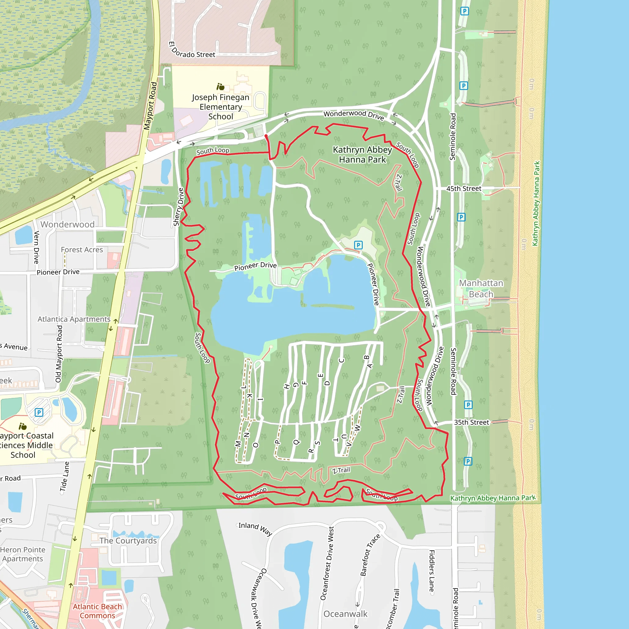 Kathryn Abbey Hanna Park Loop via South Loop mobile static map