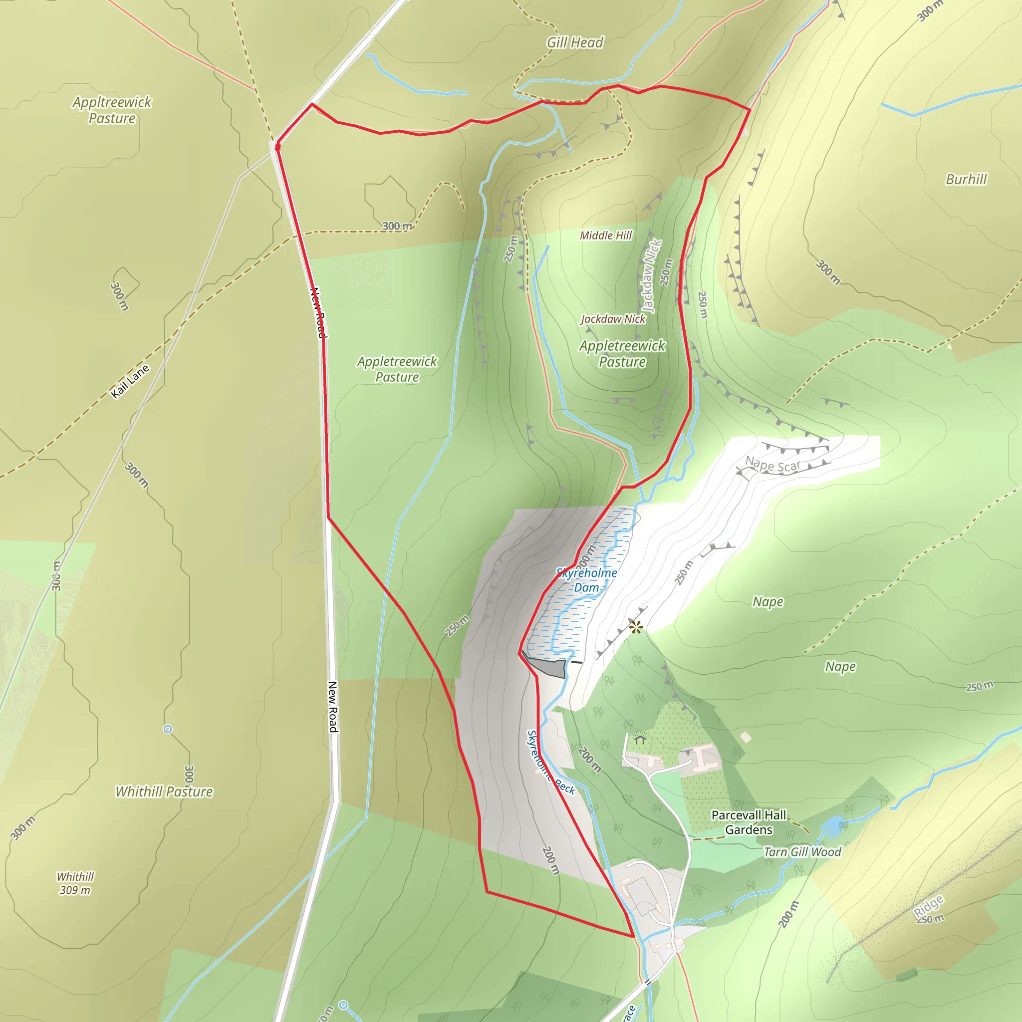 Trollers Gill and Skyreholme Beck mobile static map
