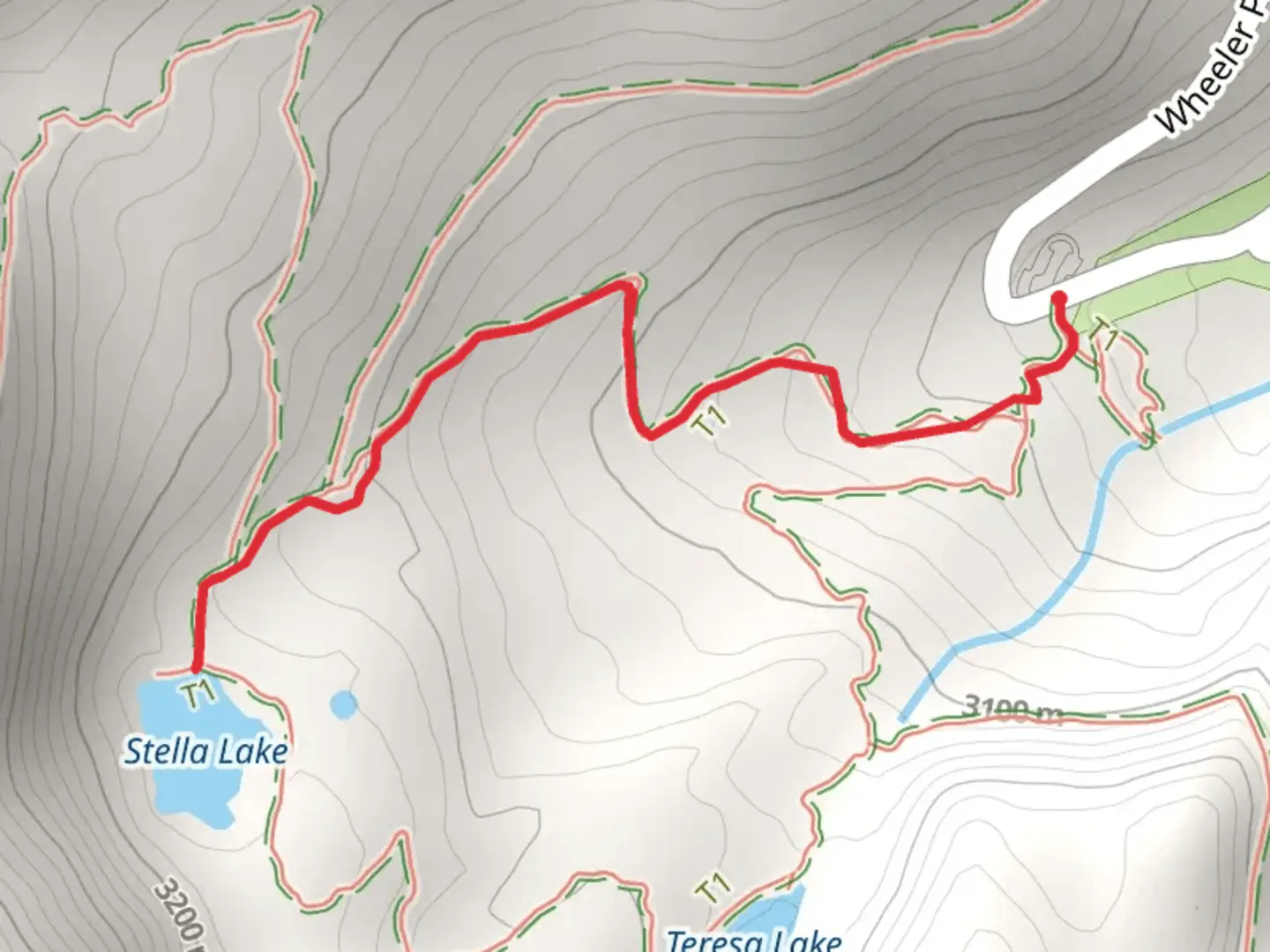 An image depicting the trail Stella Lake via Alpine Lakes Loop Trail and its surrounding area.
