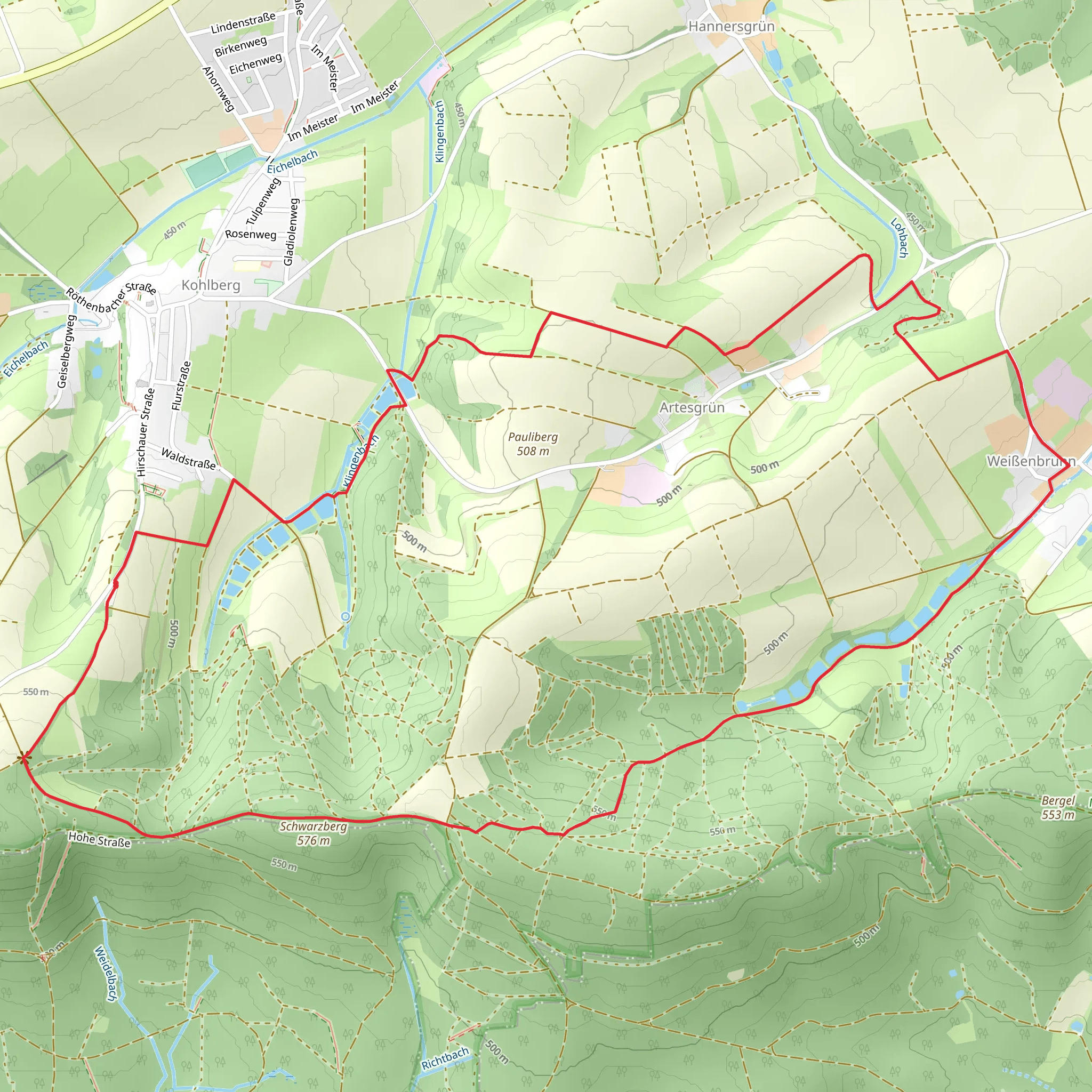 Klingenbach via Wanderweg 1 and 2 mobile static map