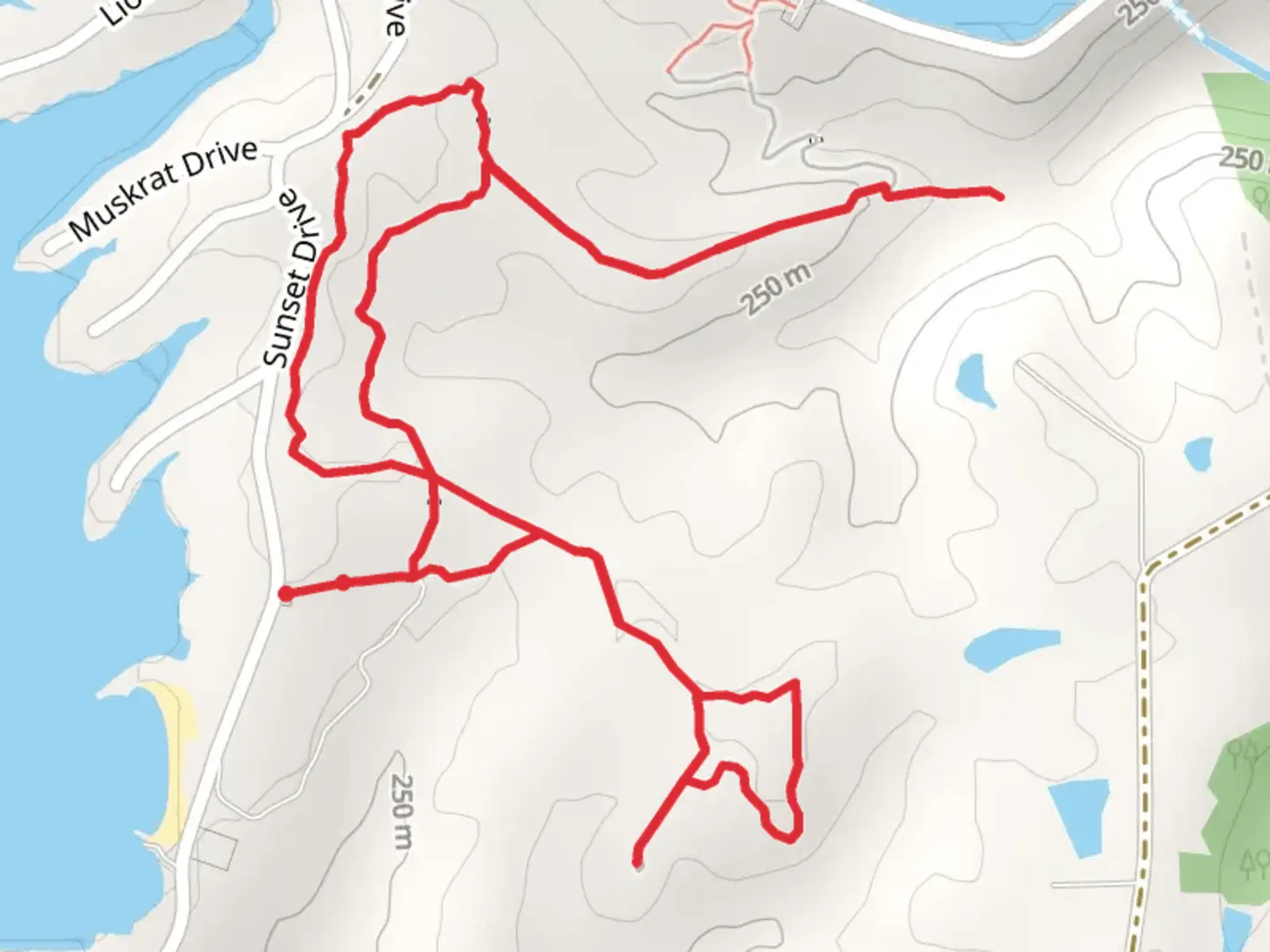 An image depicting the trail Trail 1, 4 and 5 - Sweetwater Lake and its surrounding area.