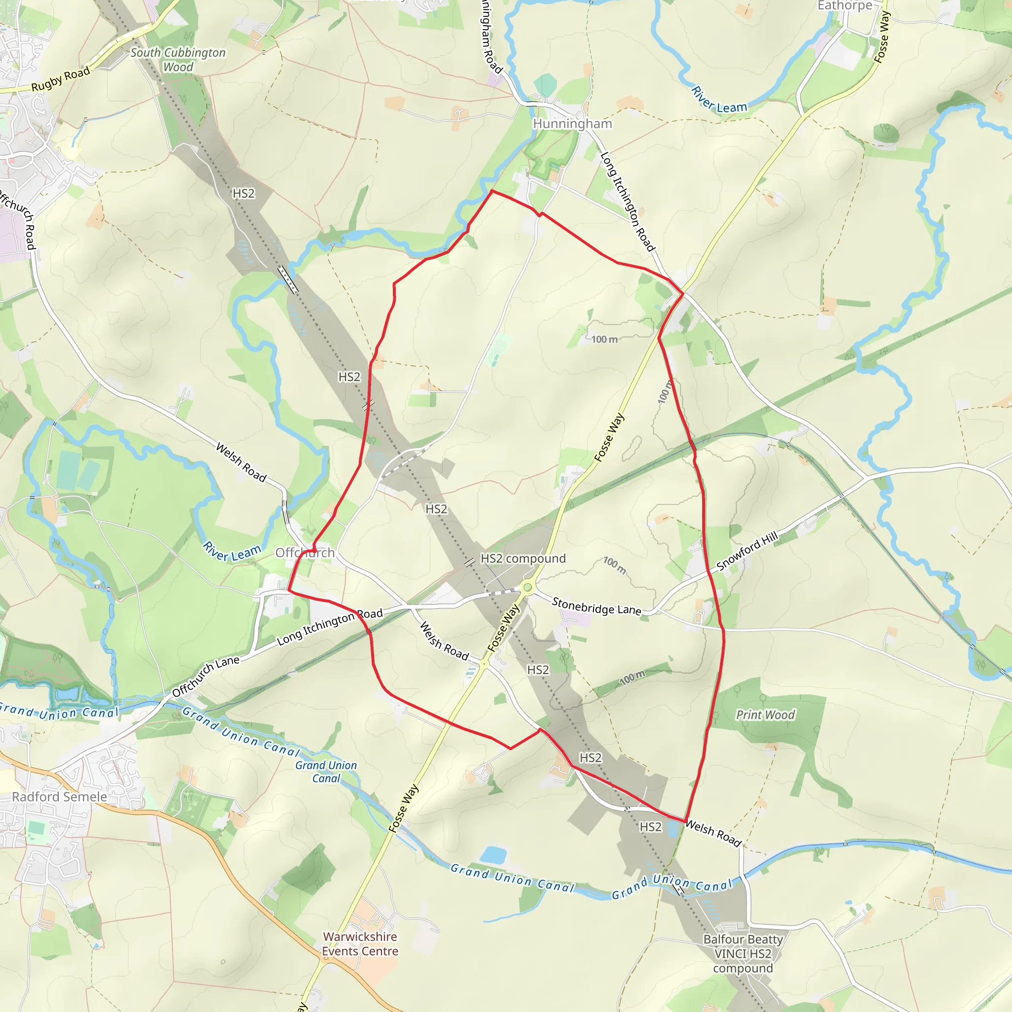Offchurch Eastern Loop mobile static map