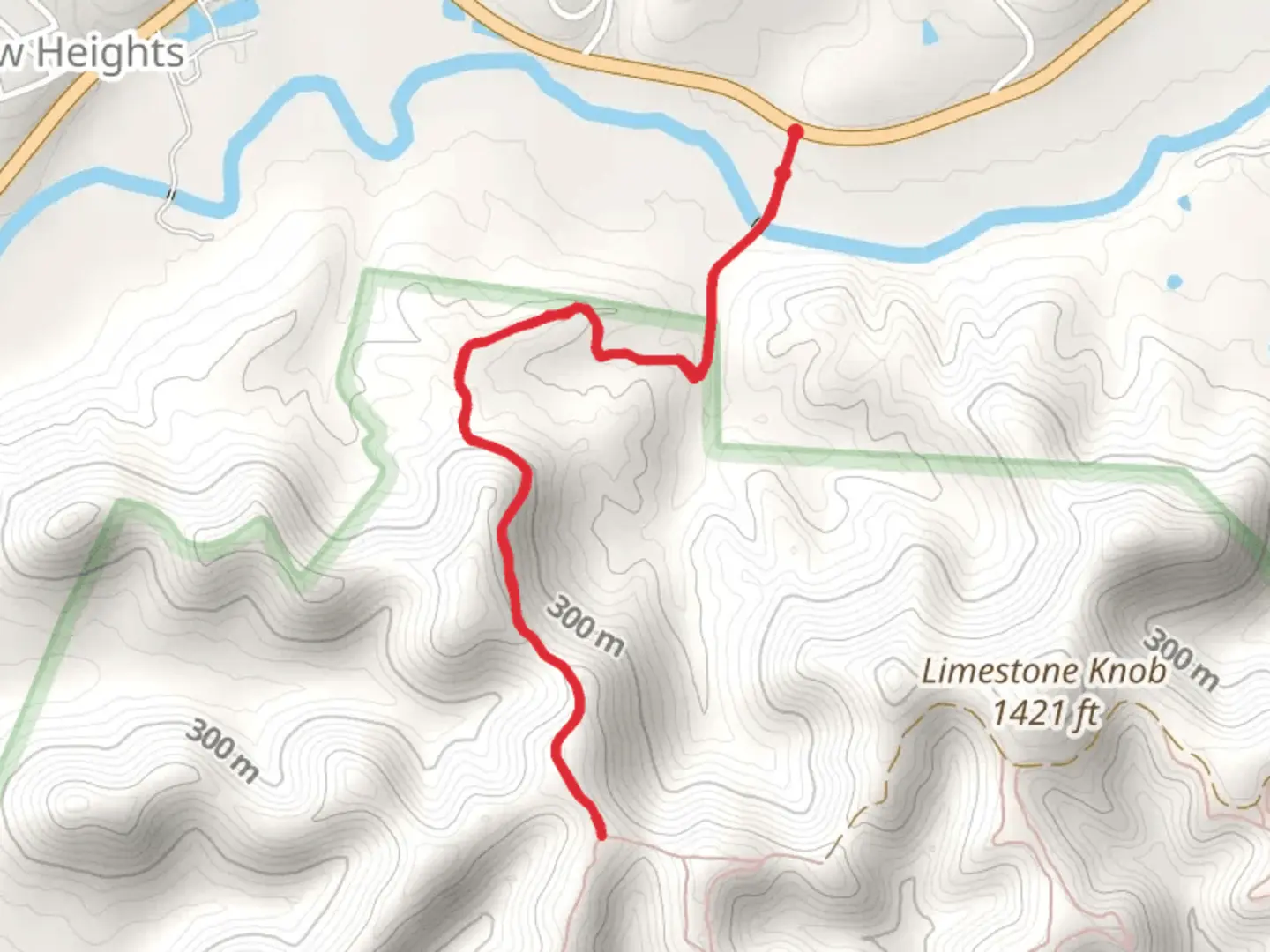An image depicting the trail Triplett Creek to Limestone Connector and its surrounding area.
