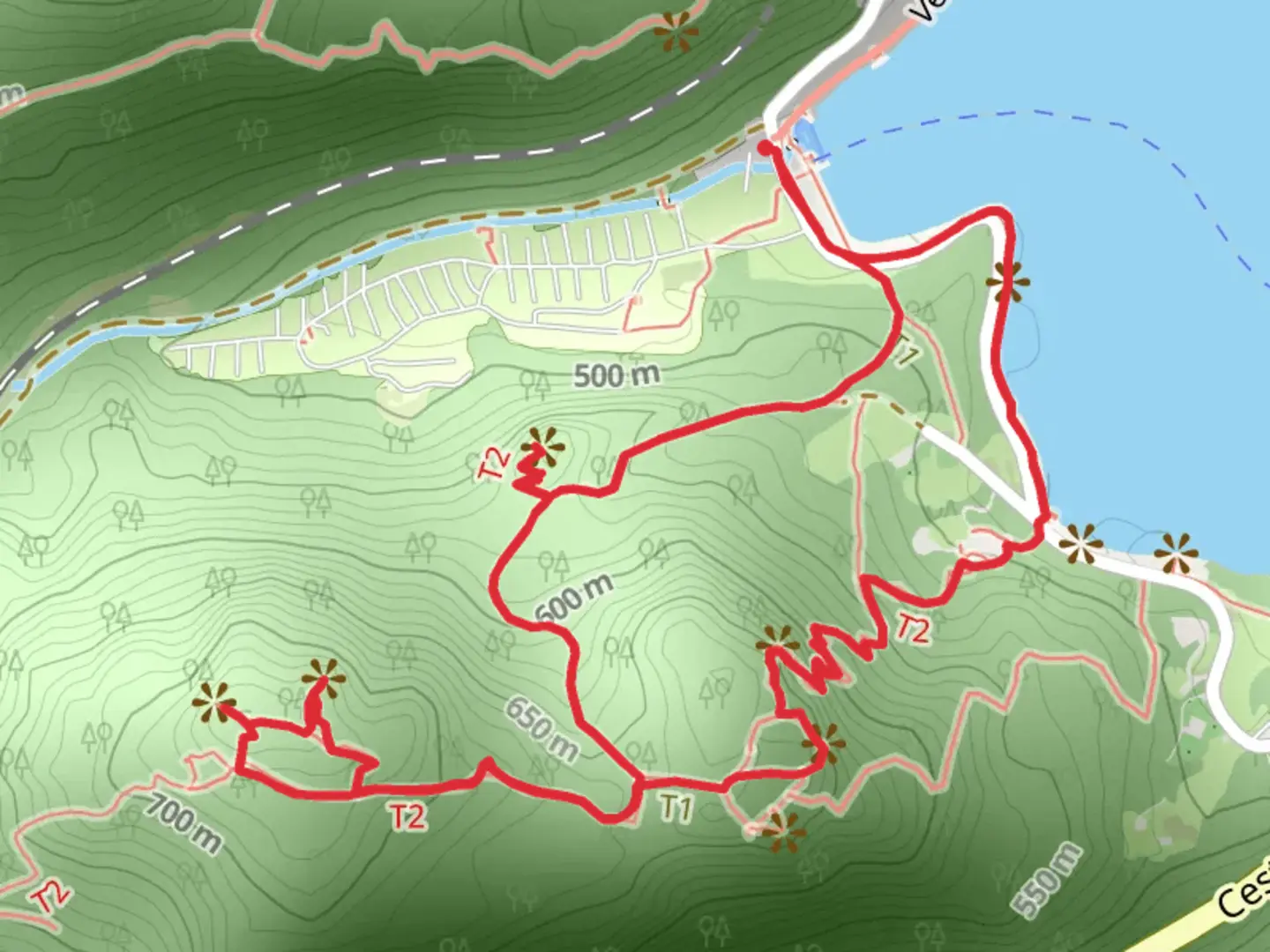 An image depicting the trail Bled Heights - Ojstrica, Velika Osojnica & Mala Osojnica - Upper Limits UK and its surrounding area.