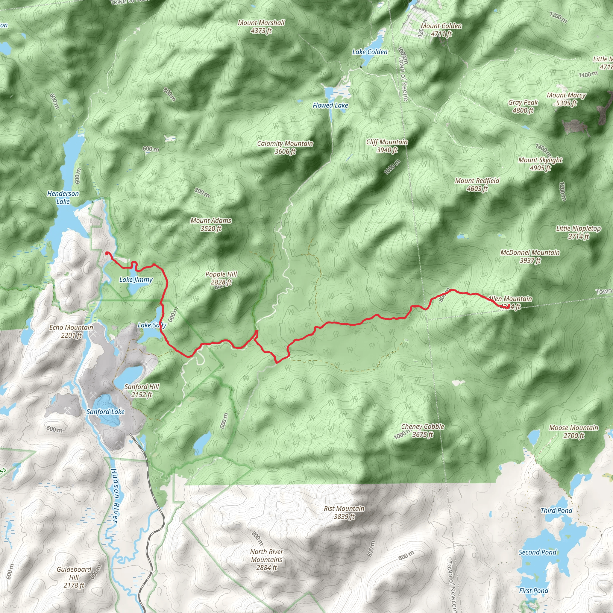 Allen Mountain via East River Trail mobile static map