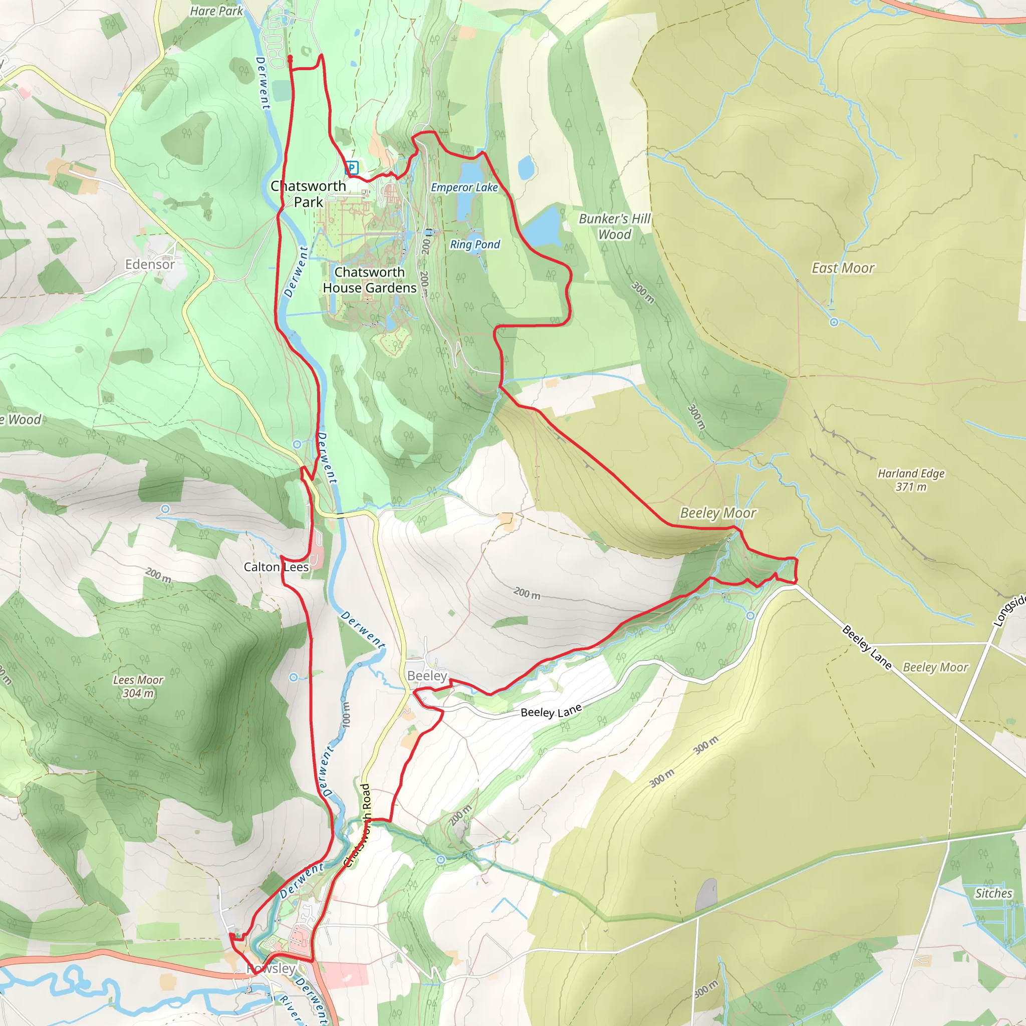 Chatsworth Park and Rowsley Loop mobile static map
