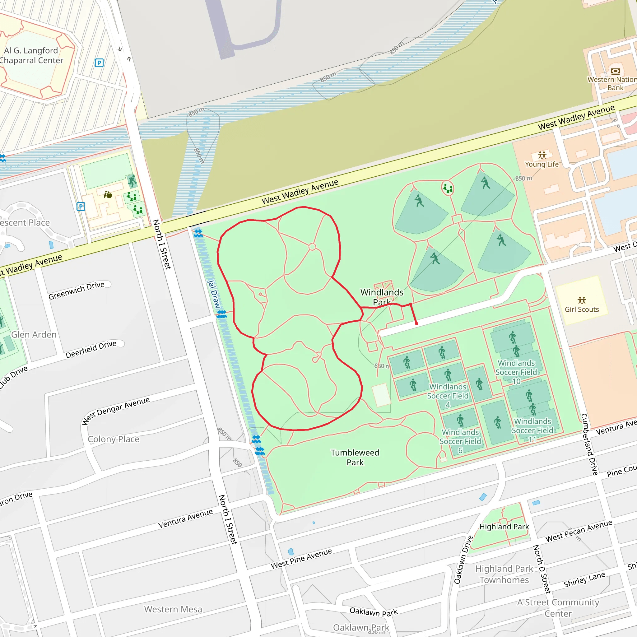 Windlands Park Loop mobile static map