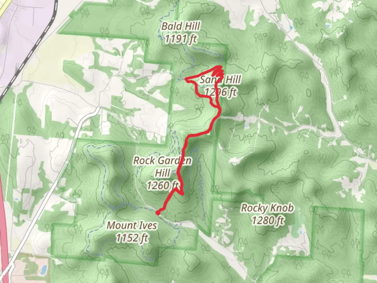 An image depicting the trail Sand Hill Loop via Supercross and its surrounding area.