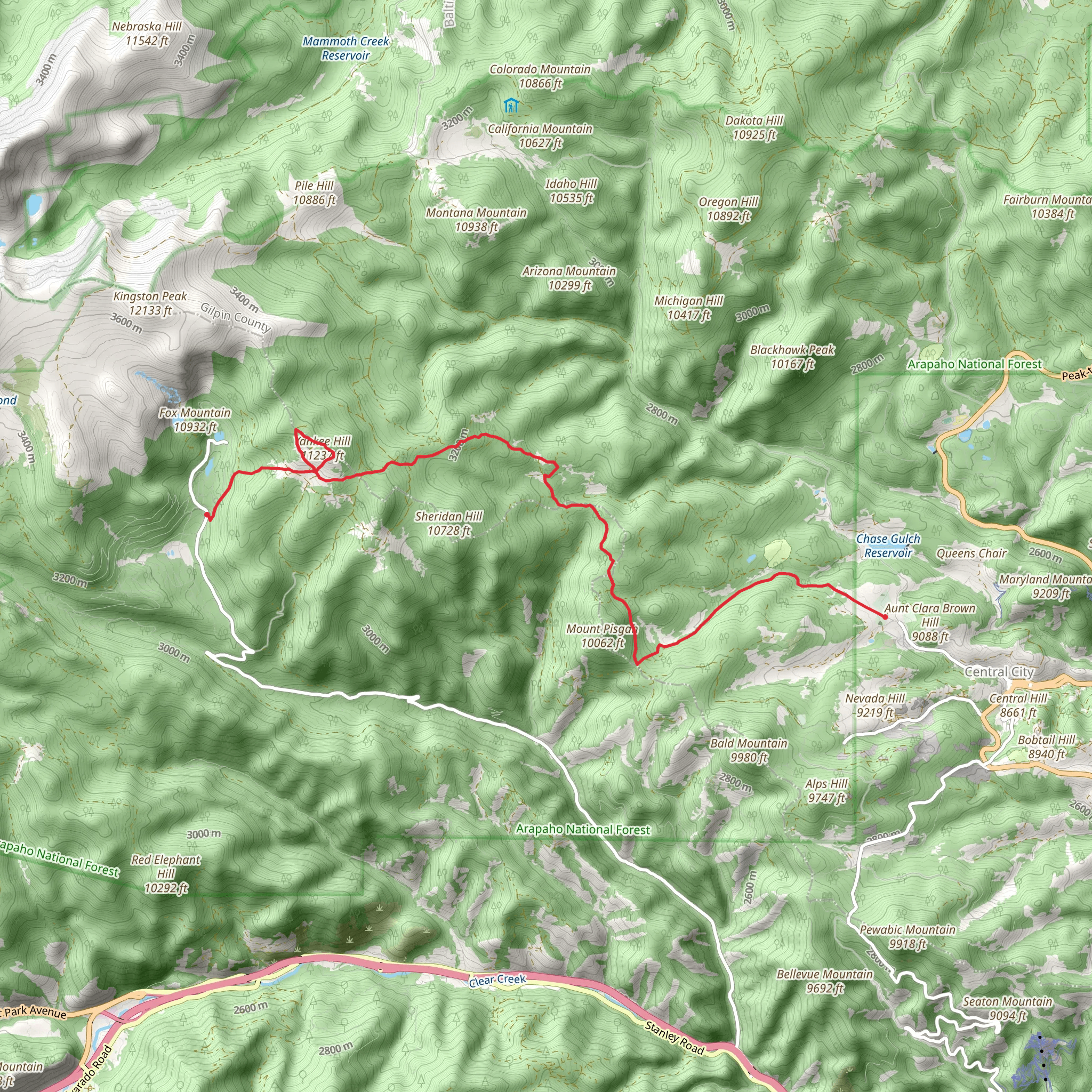 Yankee Hill and Mount Pisgah mobile static map