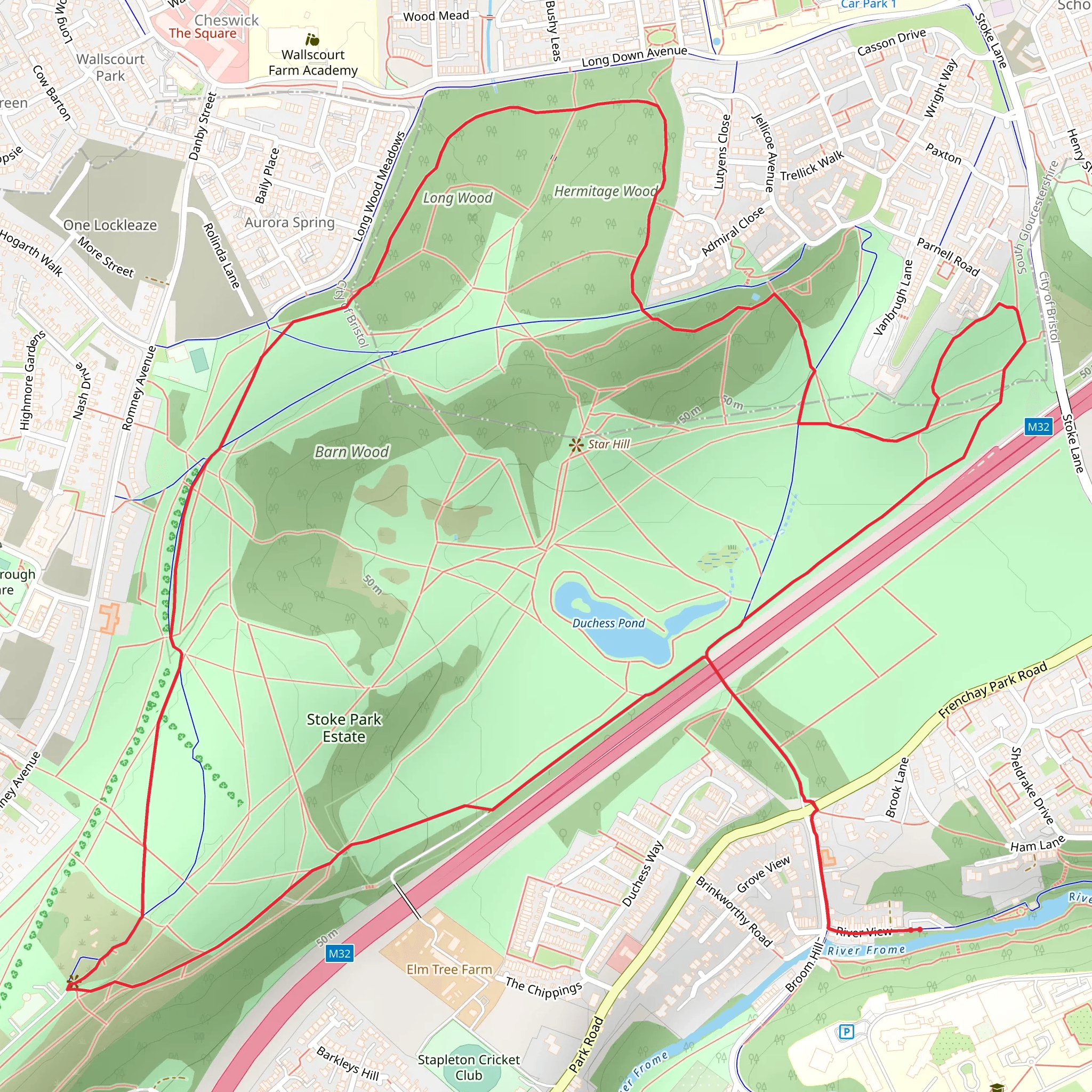 Stoke Park Estate and Hermitage Wood Loop mobile static map