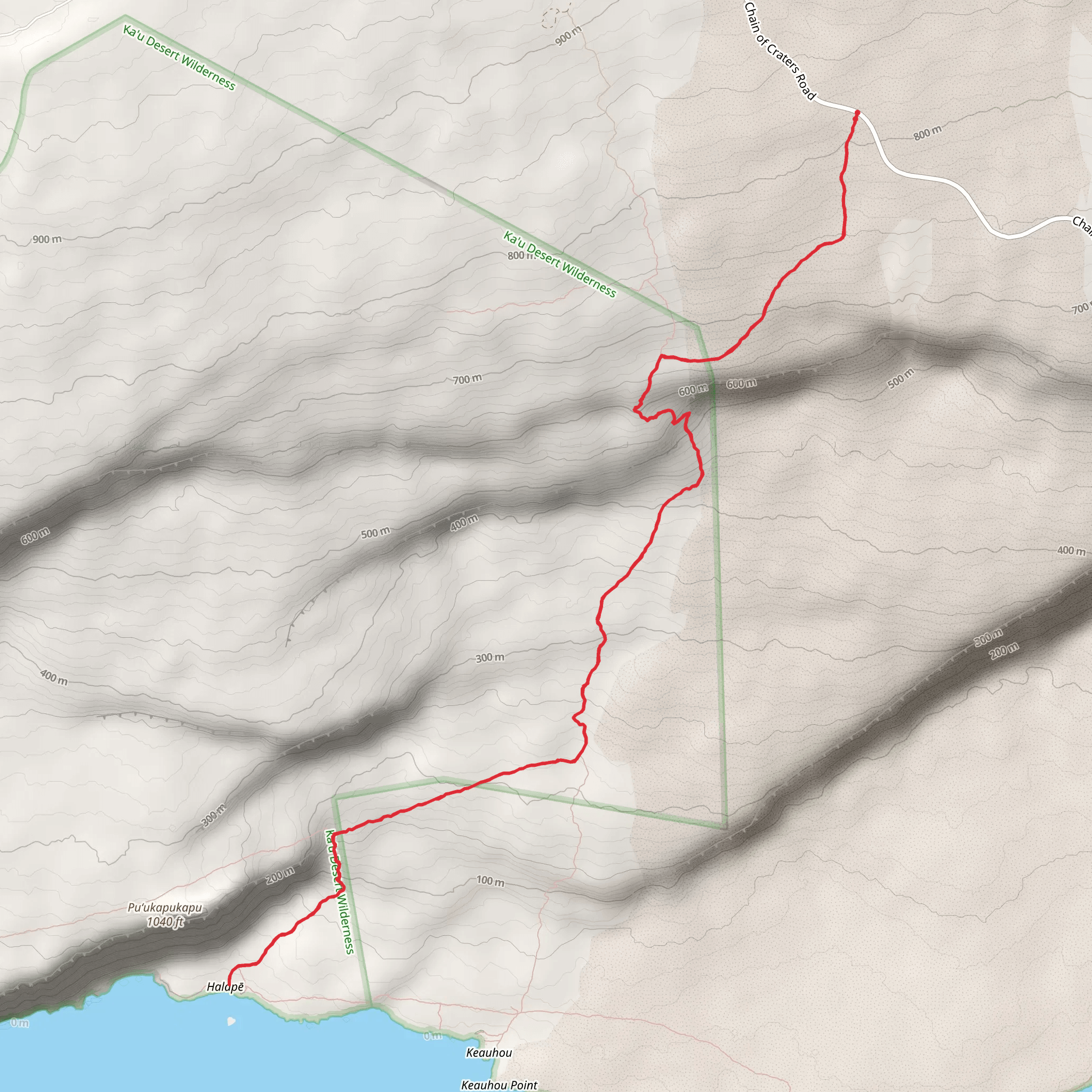 Halape Trail via Keauhou Trail mobile static map