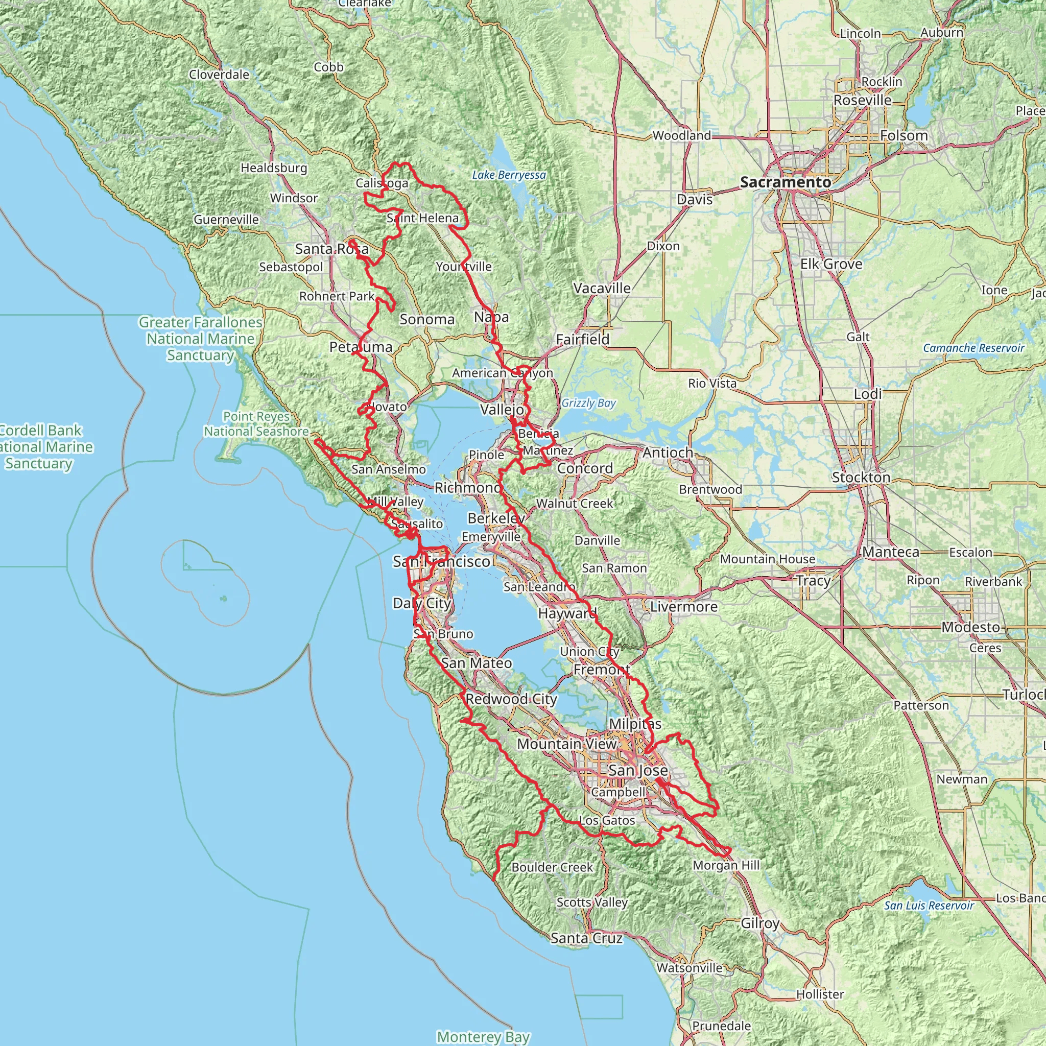 Bay Area Ridge Trail mobile static map