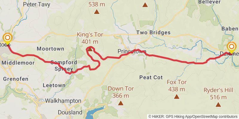 Dartmoor Way - High Moor Link - Alternative stage 2 Map