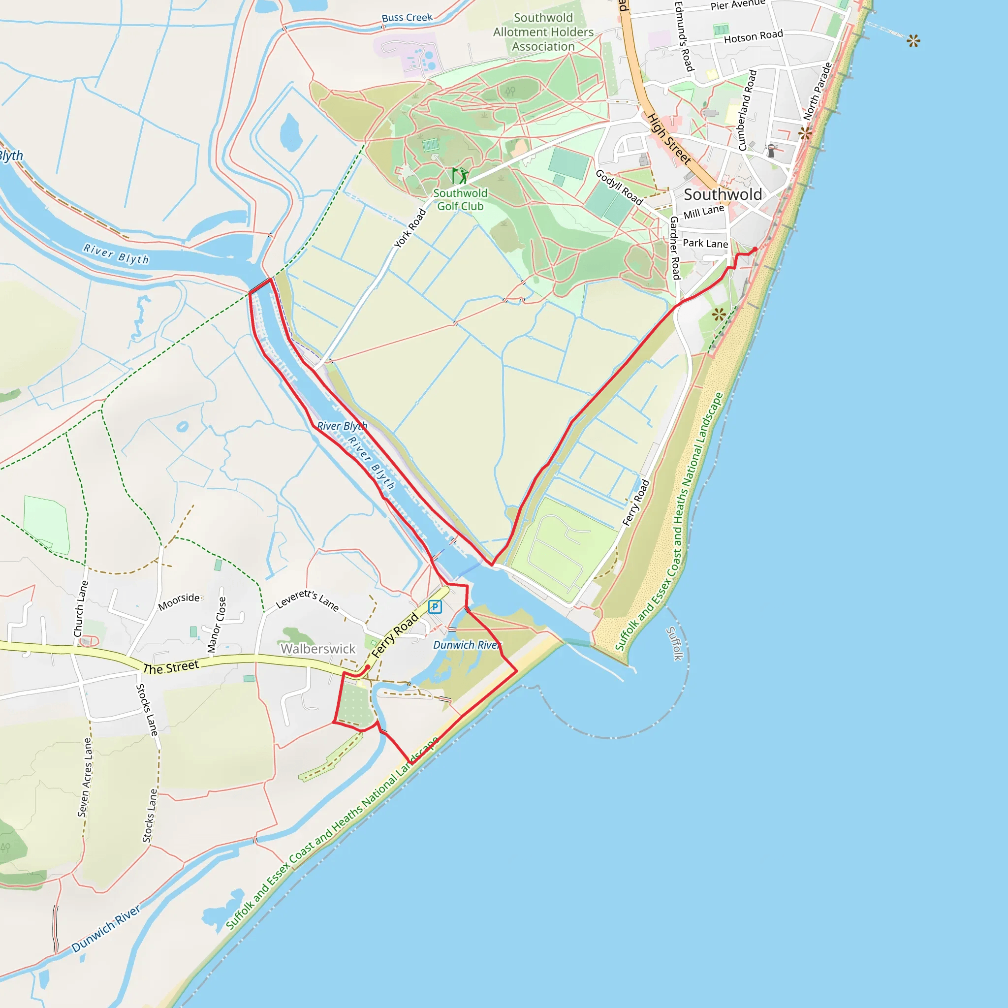 Southwold to Walberswick Walk mobile static map