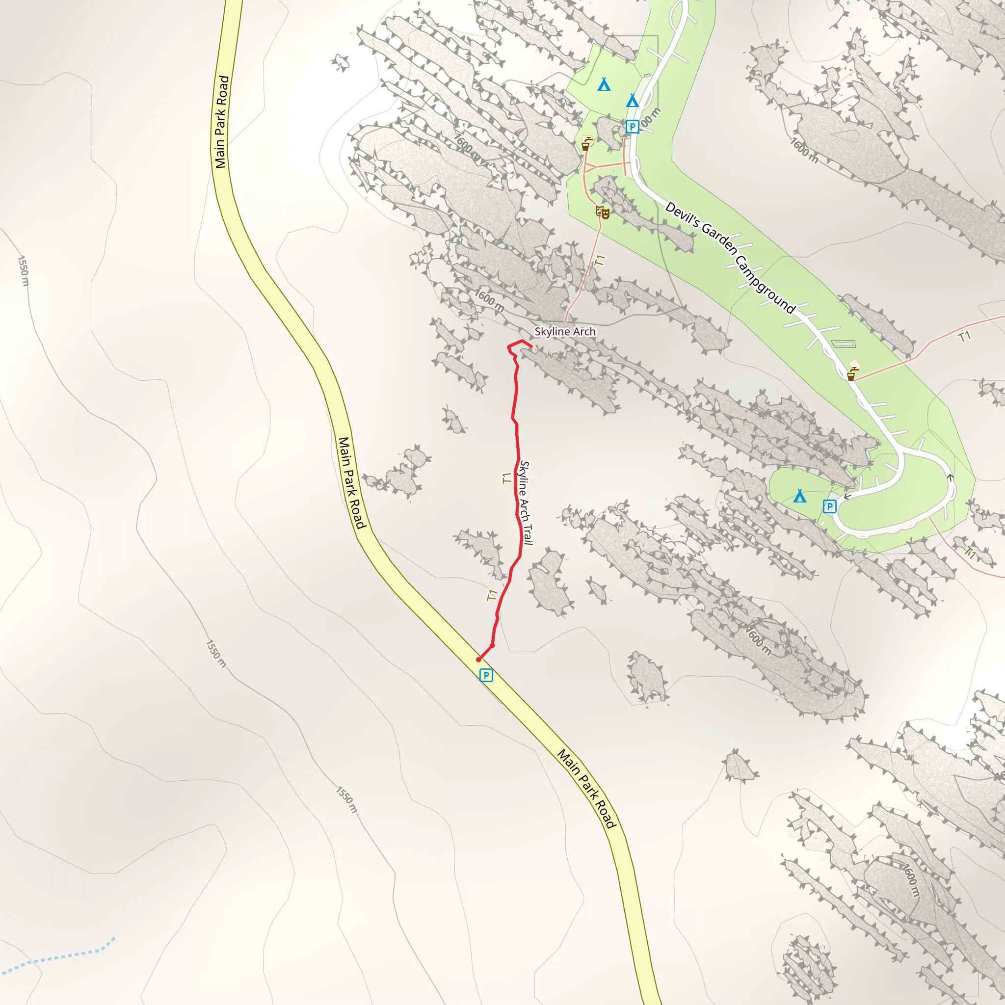 Skyline Arch Trail mobile static map