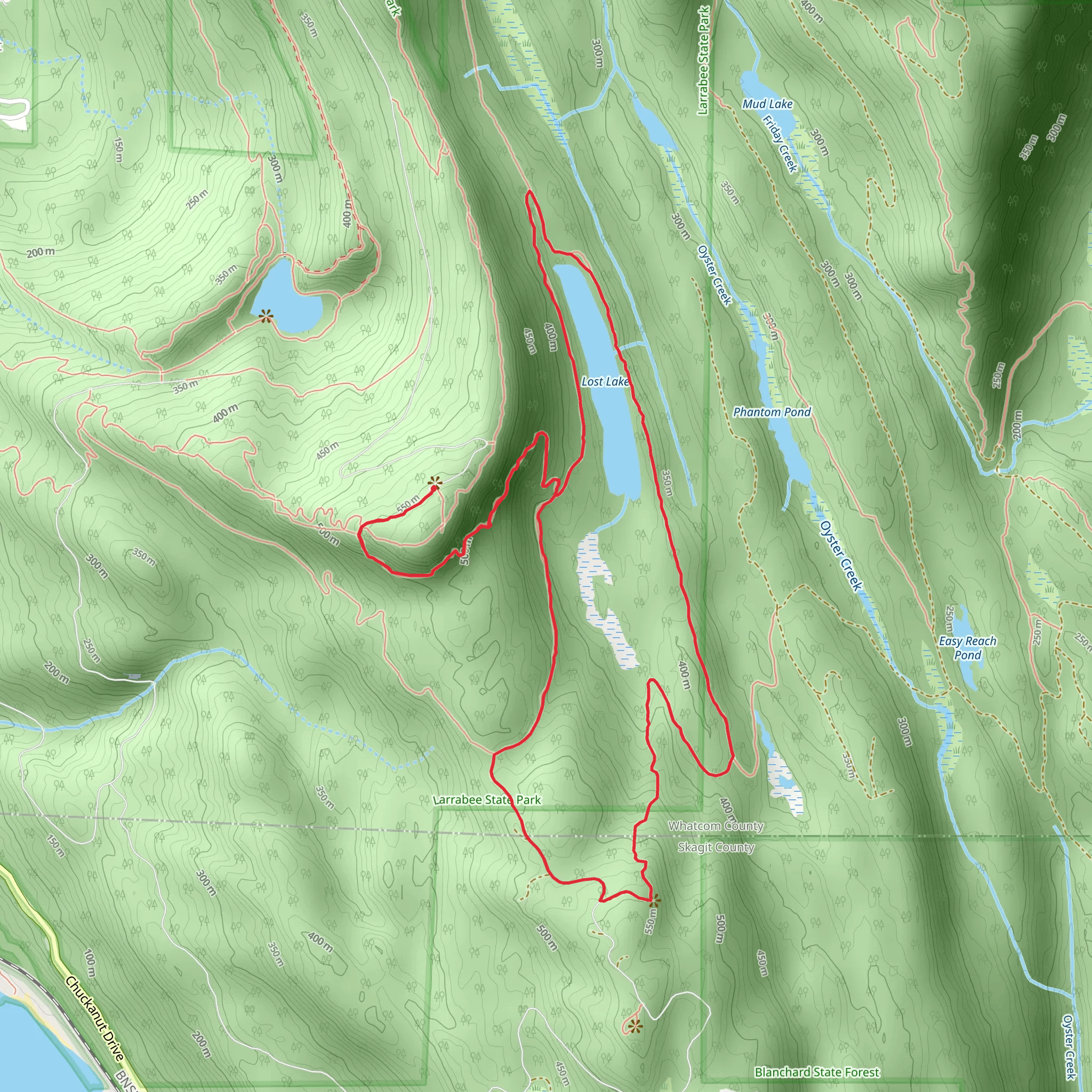 North and South Lost Lake trail mobile static map