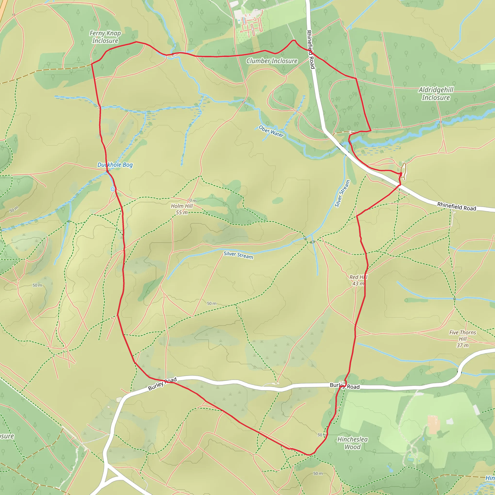 Hincheslea Moor and Red Hill Loop mobile static map