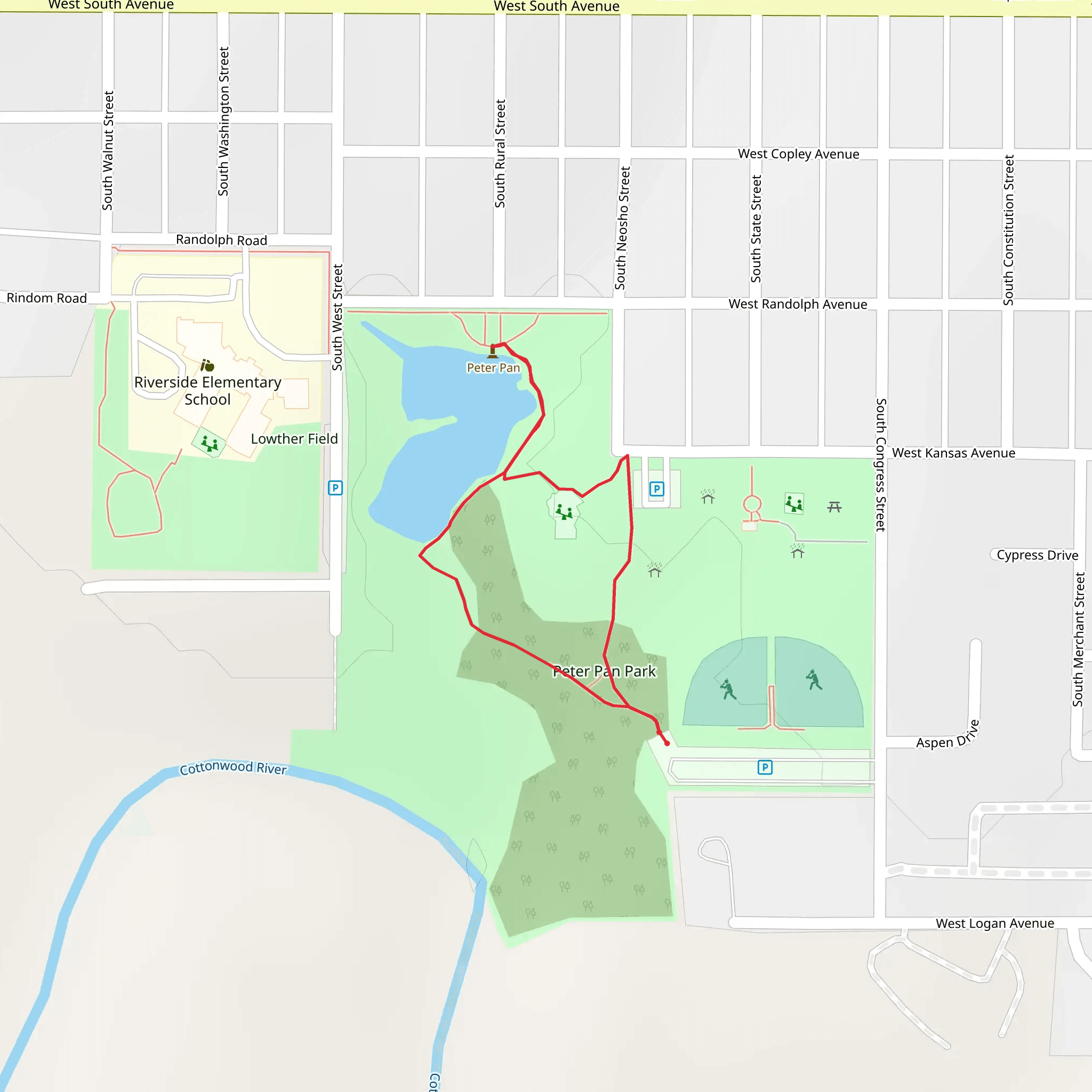 Peter Pan Park Loop mobile static map