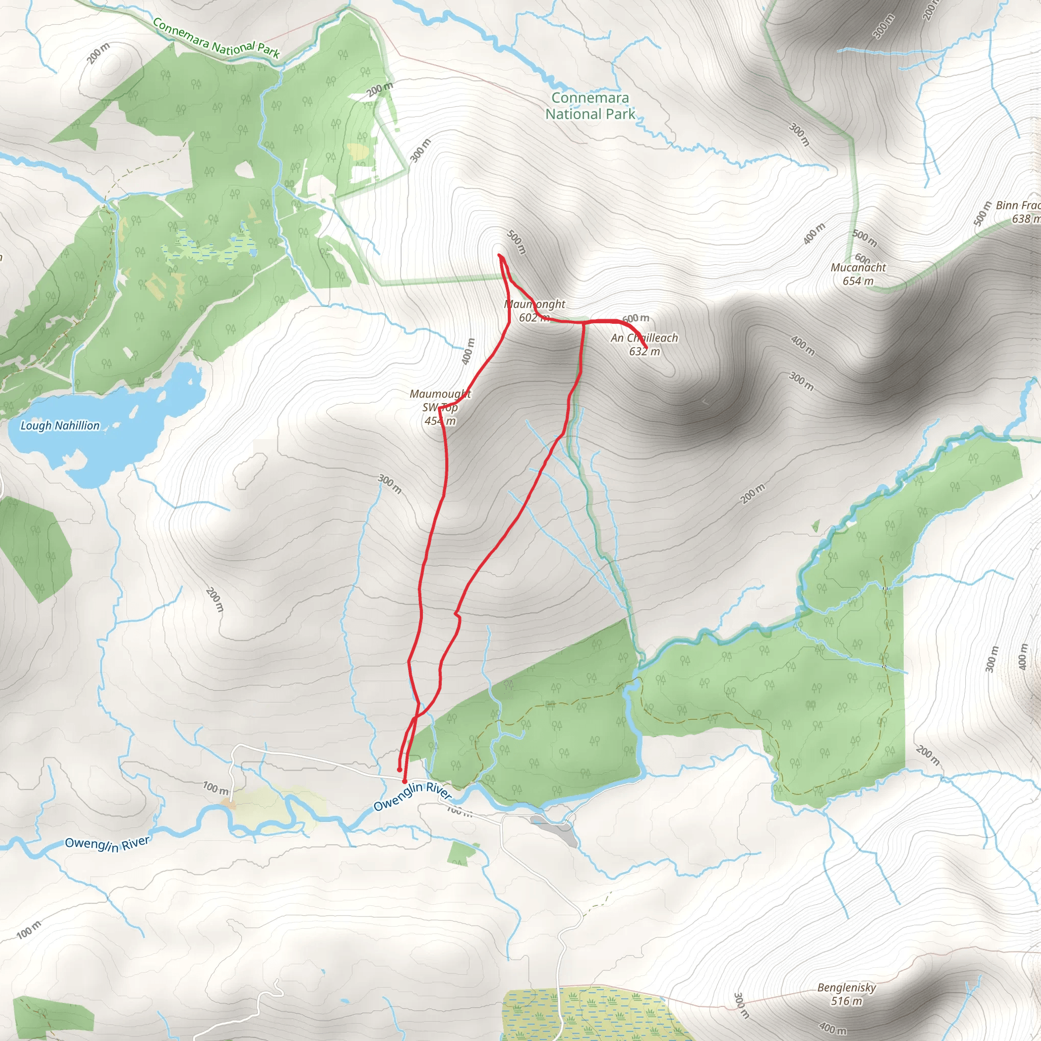 Maumonght and An Chailleach Loop mobile static map