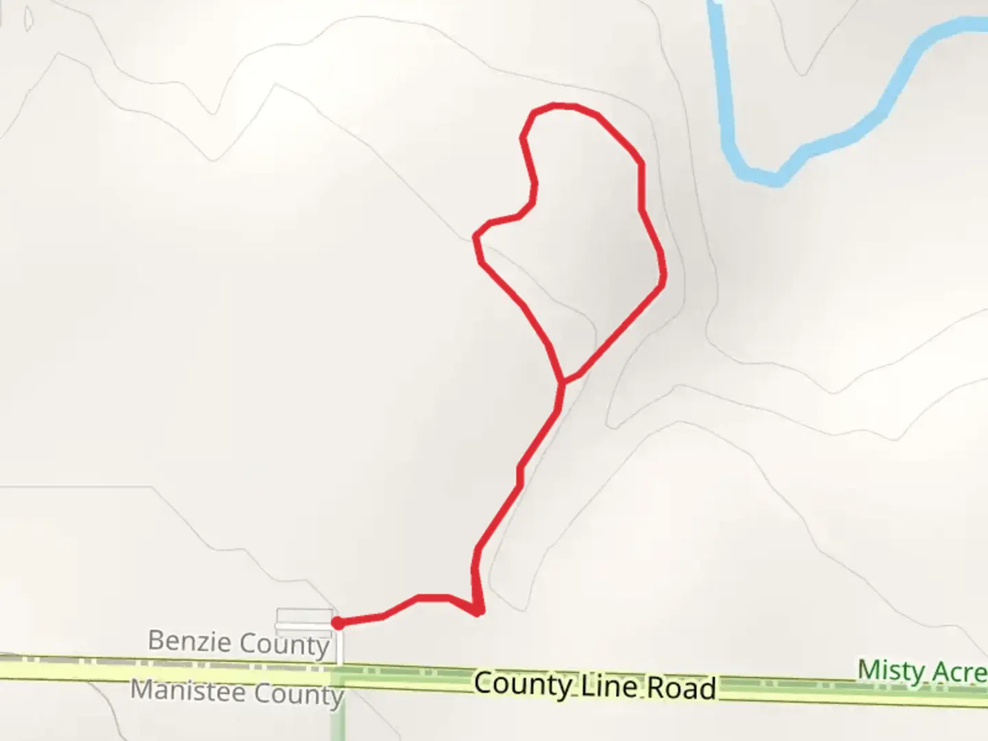 An image depicting the trail County Line Road Loop and its surrounding area.