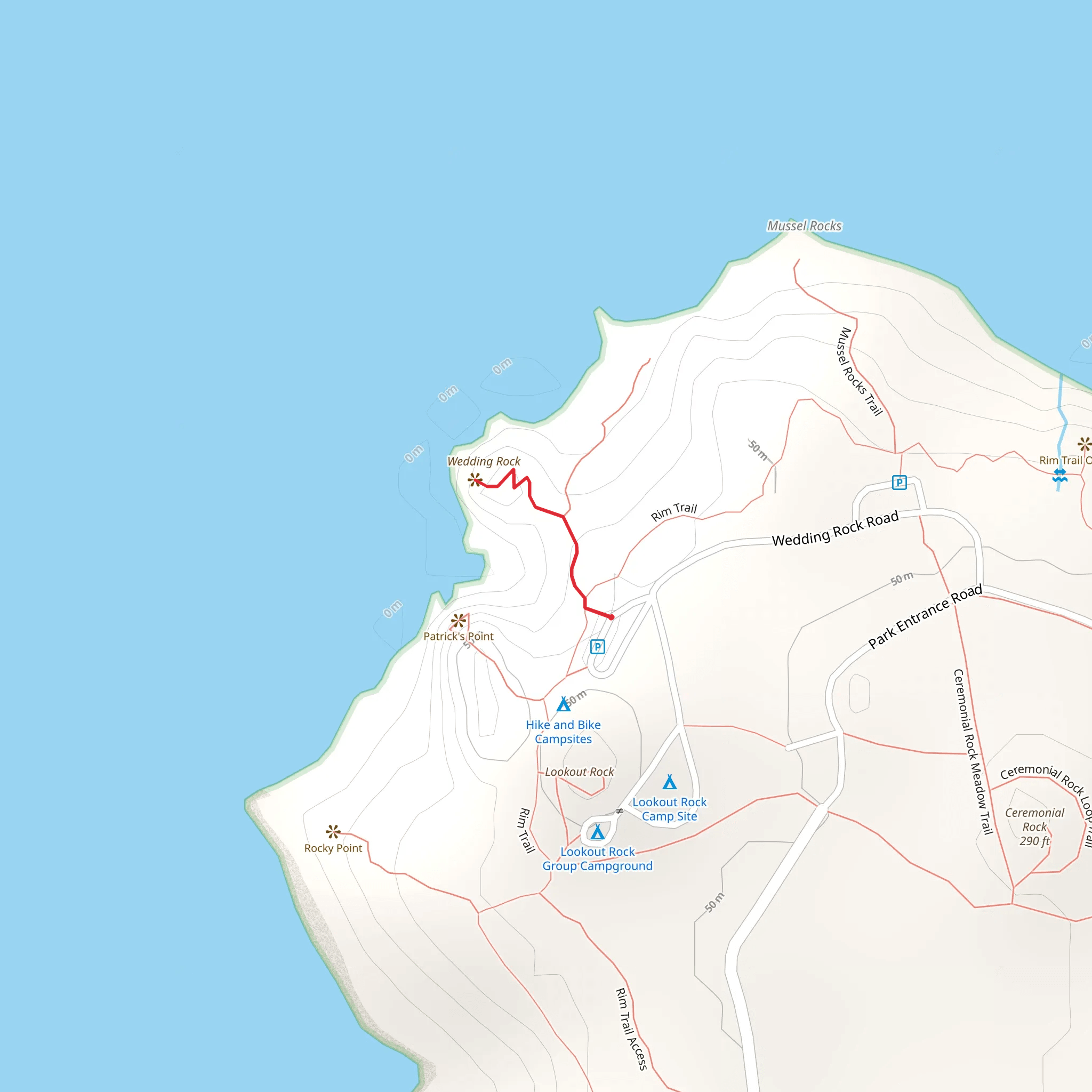 Wedding Rock mobile static map