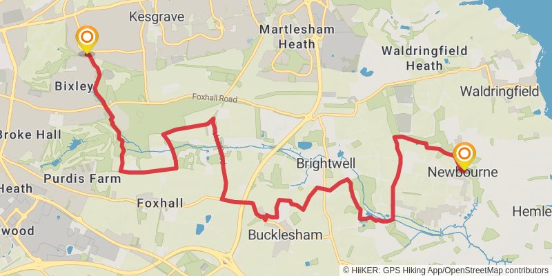 Kesgrave Loop from Ipswich stage 2 Map