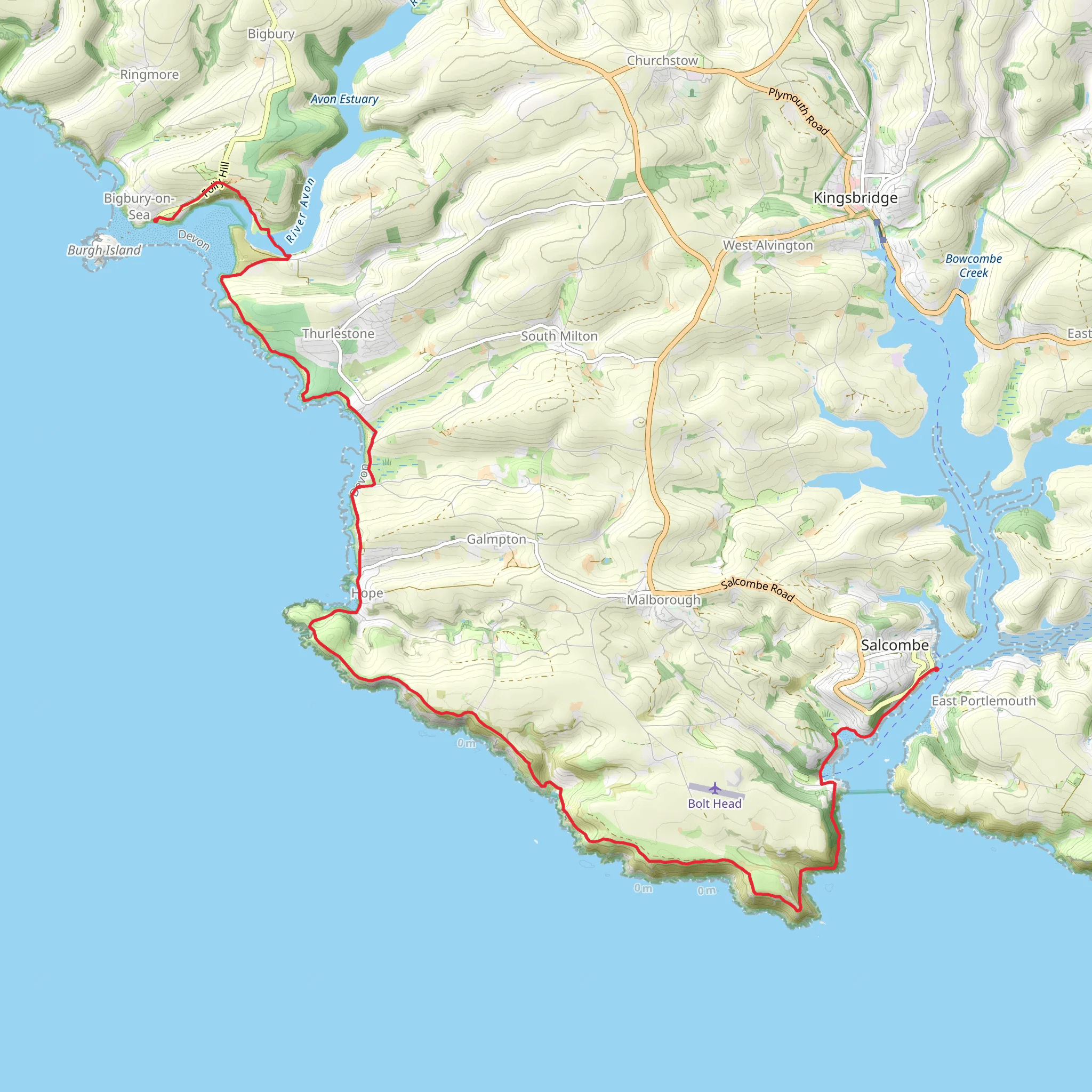 Bigbury on Sea to Salcombe Walk mobile static map
