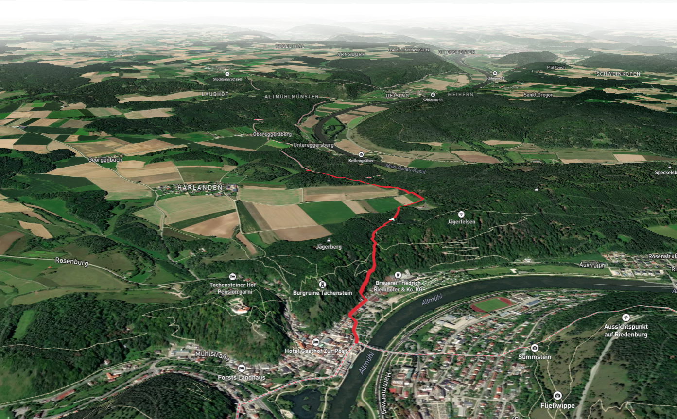 Drei Burgen Steig and Rundweg Riedenburg from Altmuehl