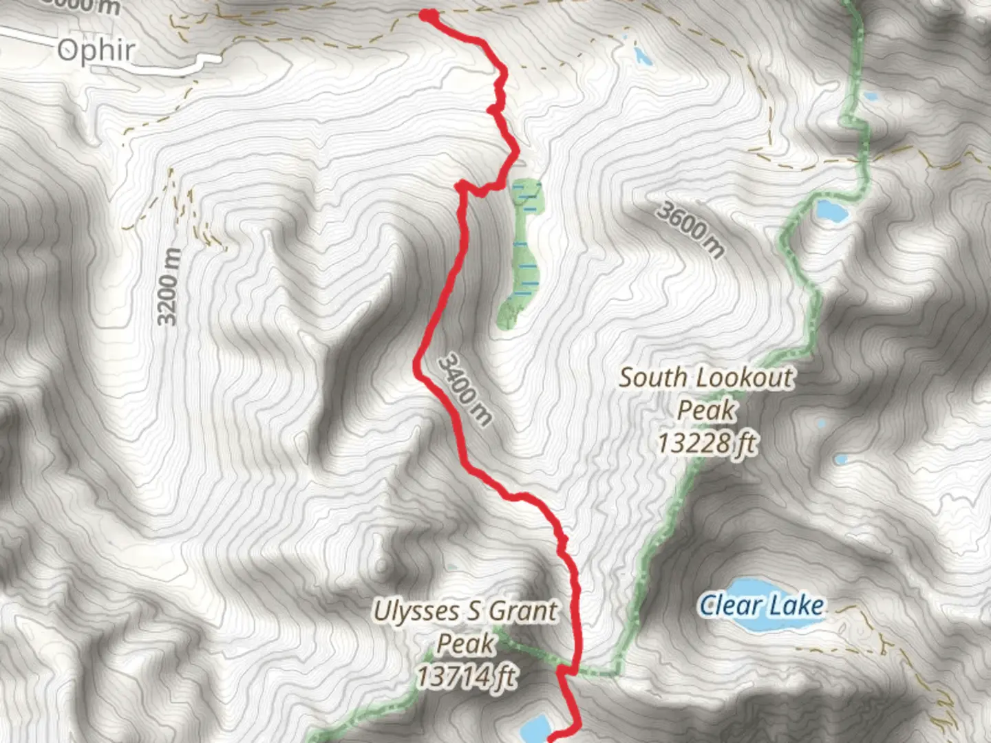 An image depicting the trail Island Lake via Swamp Canyon and its surrounding area.