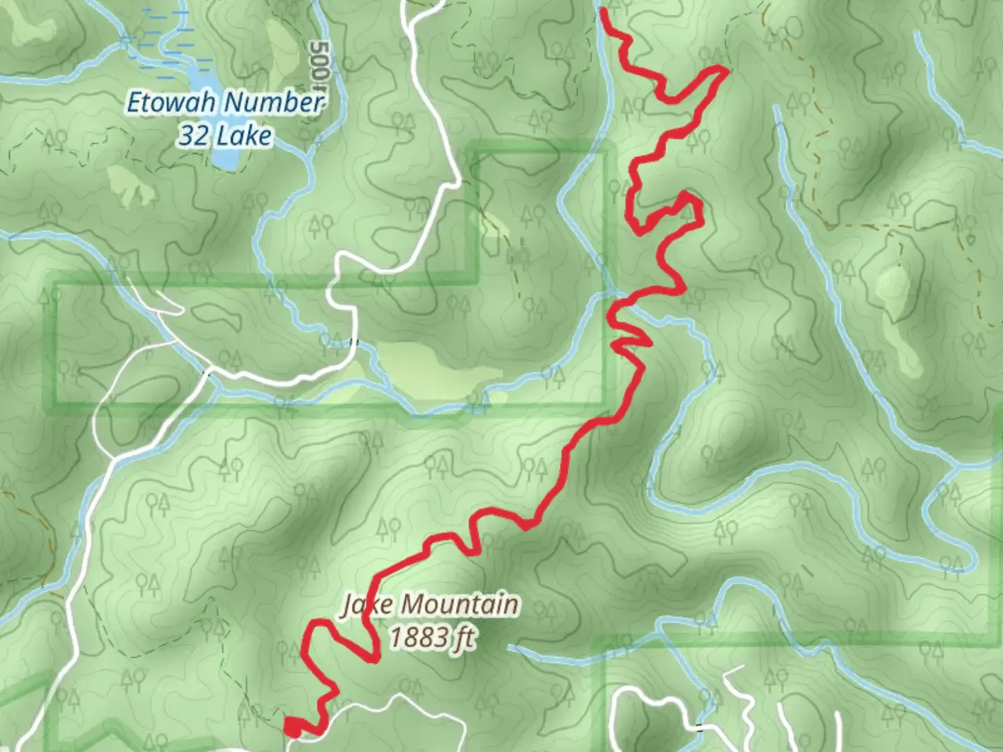 An image depicting the trail Moss Creek and Jake Mountain Trail and its surrounding area.