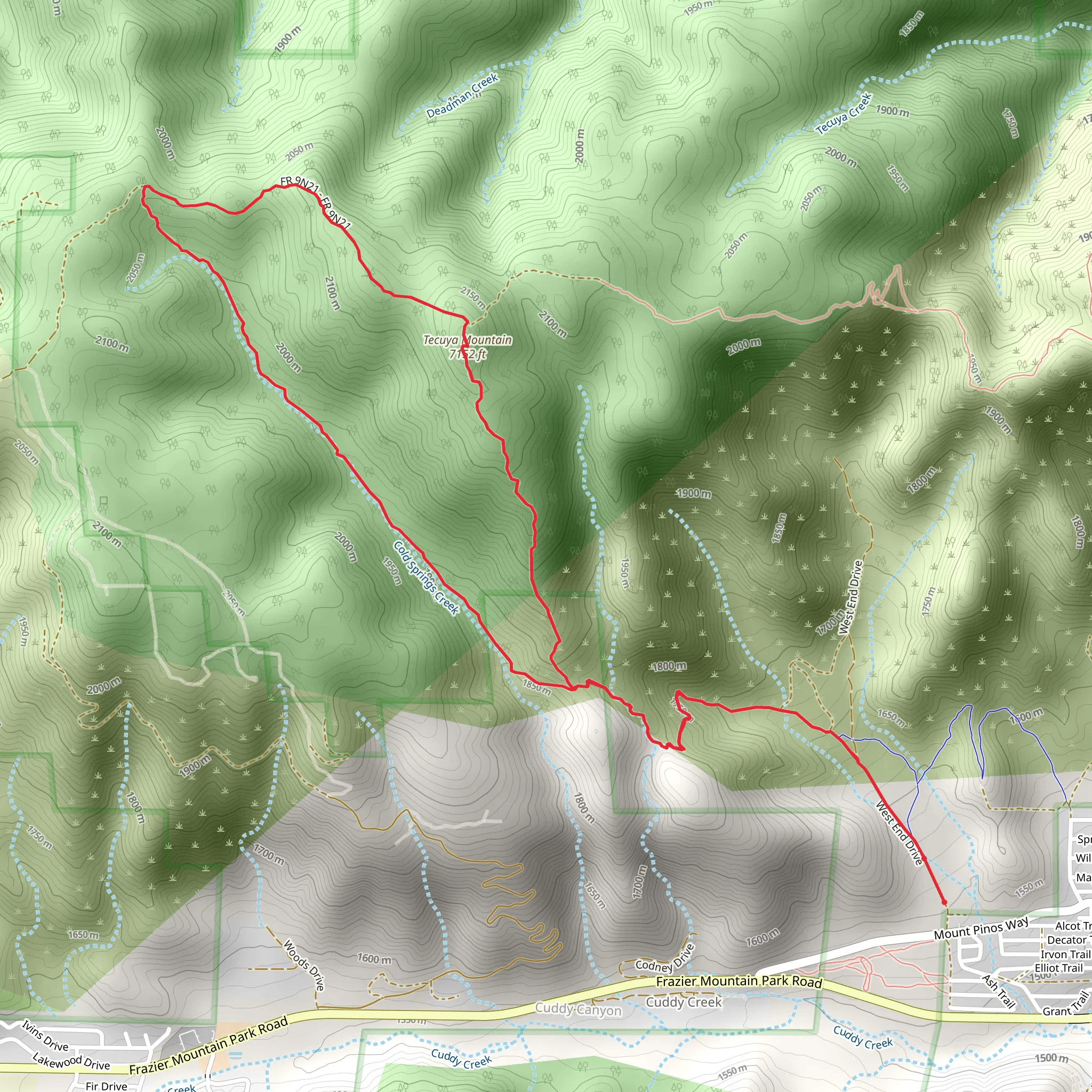 Tecuya Mountain and Cold Spring Creek mobile static map