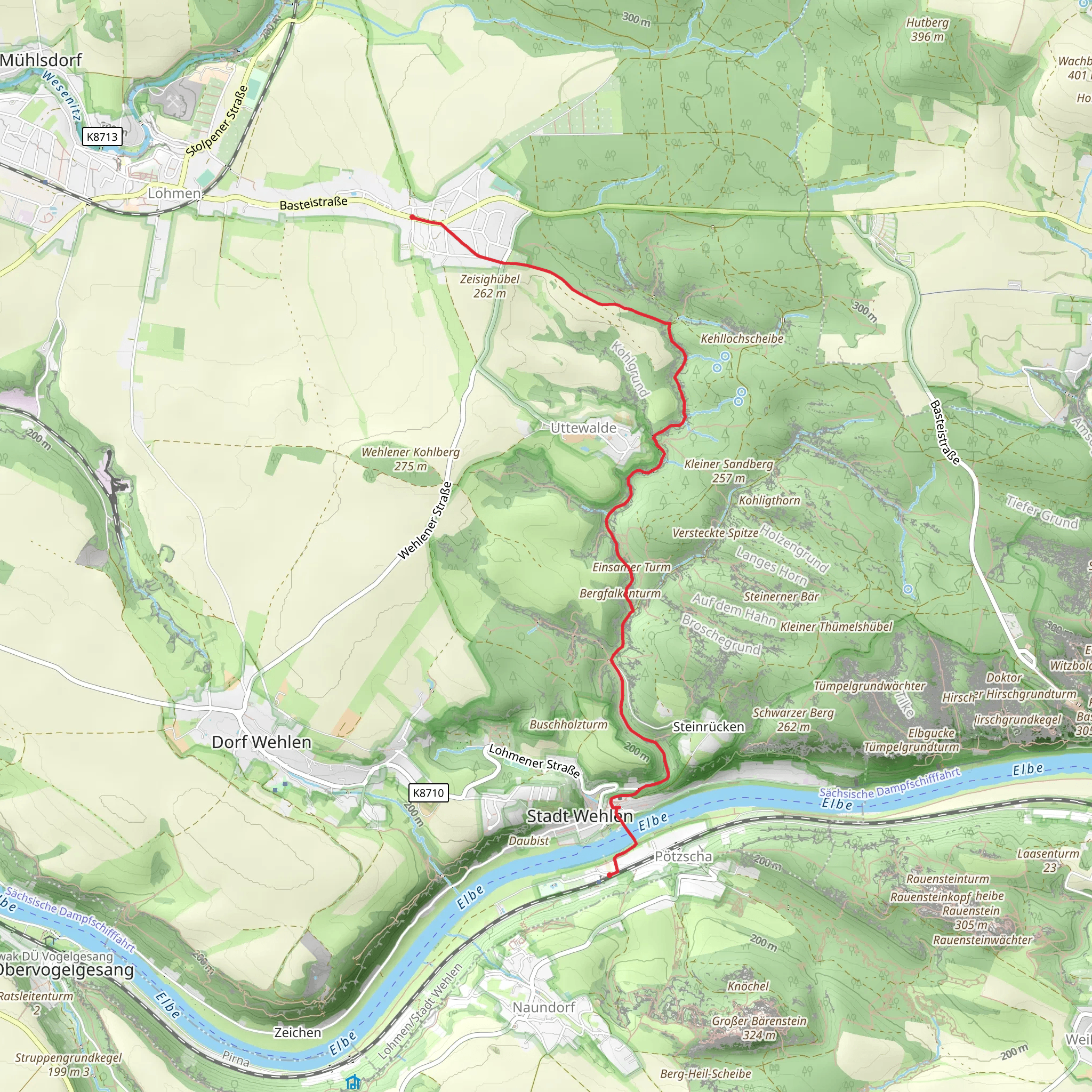 Lohmen to Stadt Wehlen Walk mobile static map