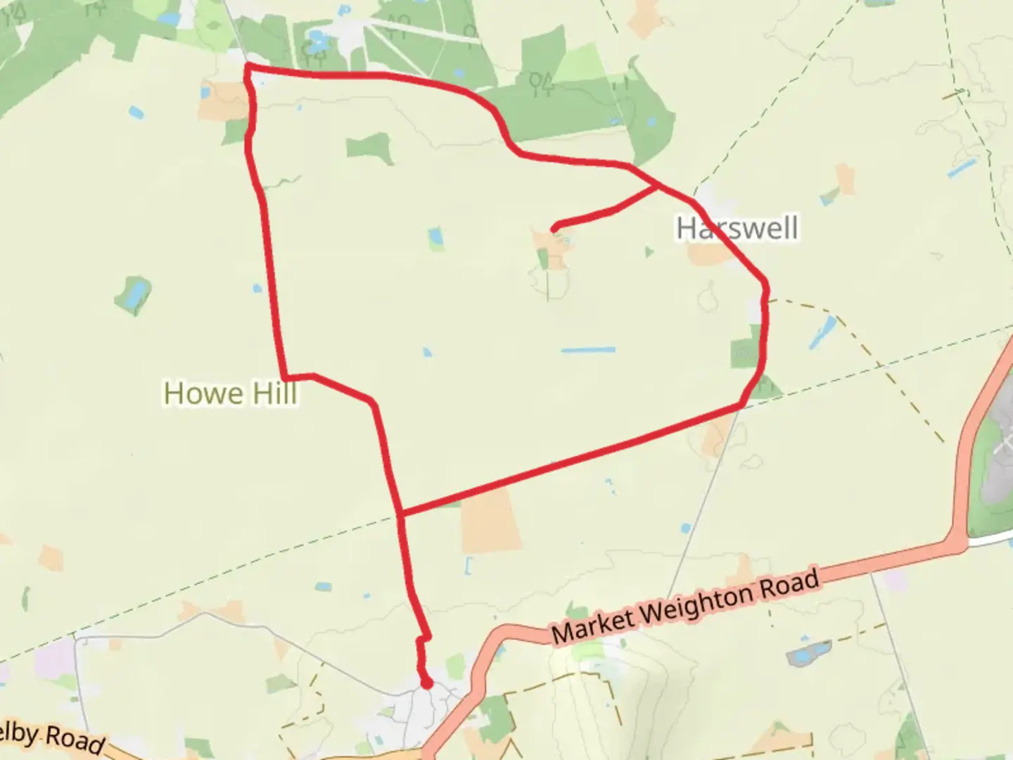 An image depicting the trail Harswell Circular Walk and its surrounding area.