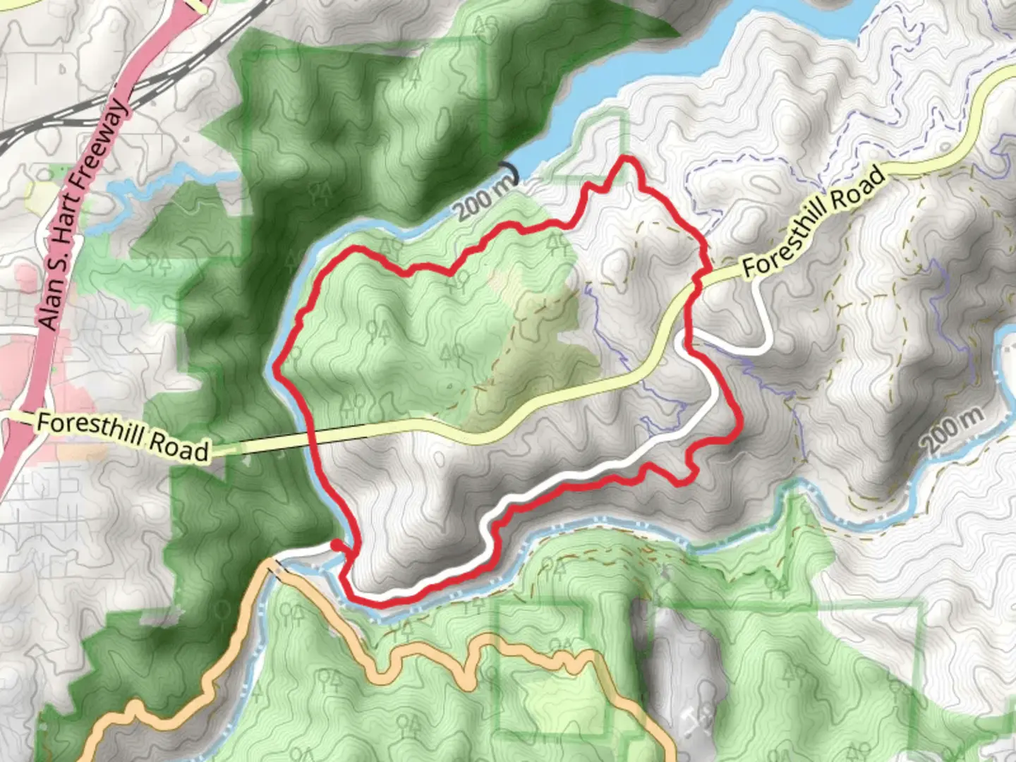 An image depicting the trail Clementine - Confluence Loop Trail and its surrounding area.