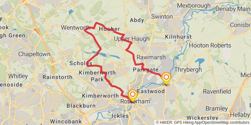 Rotherham Round Walk stage 2 Map