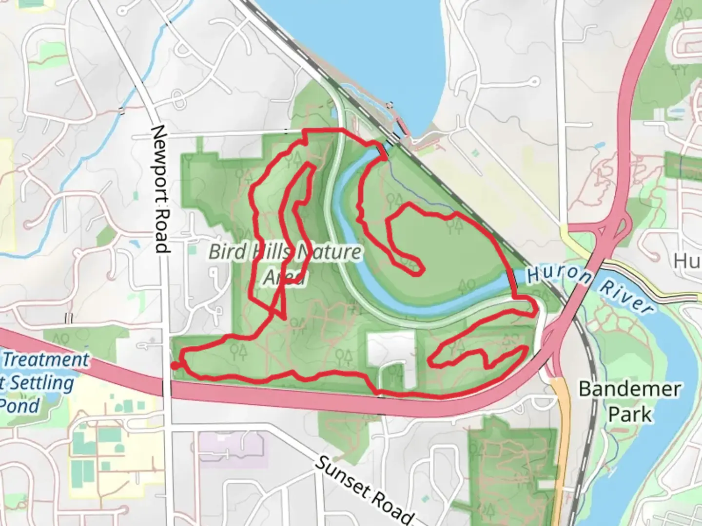 An image depicting the trail Bird Hills and Hilltop Nature Areas Loop and its surrounding area.