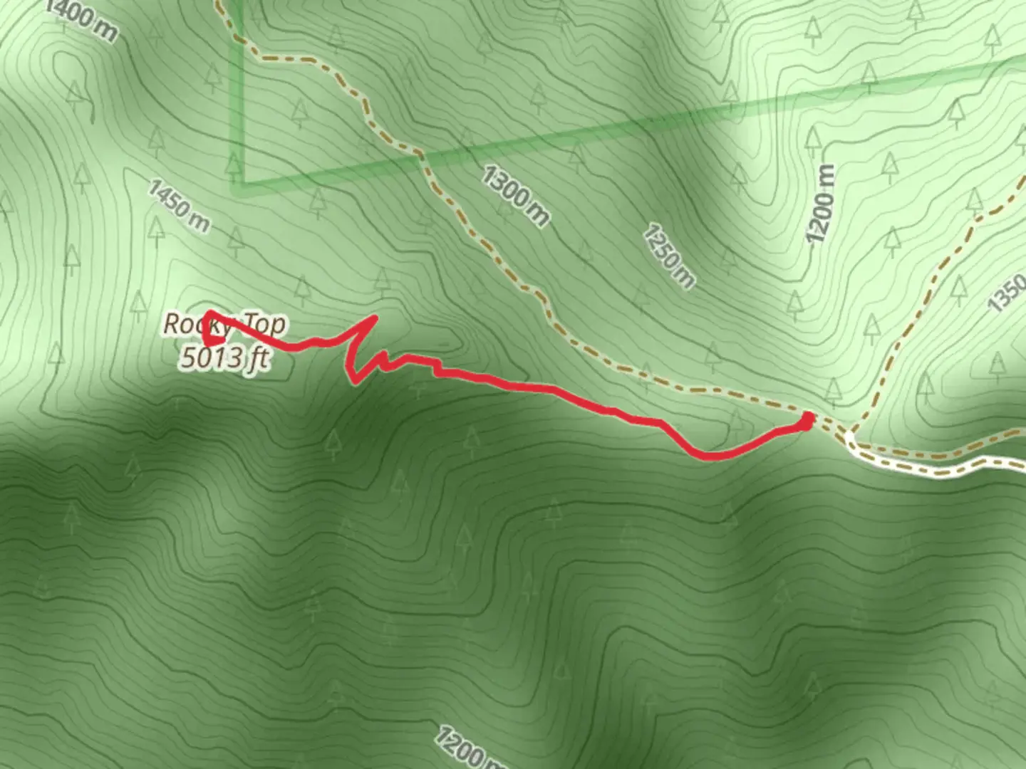 An image depicting the trail Rocky Top and its surrounding area.
