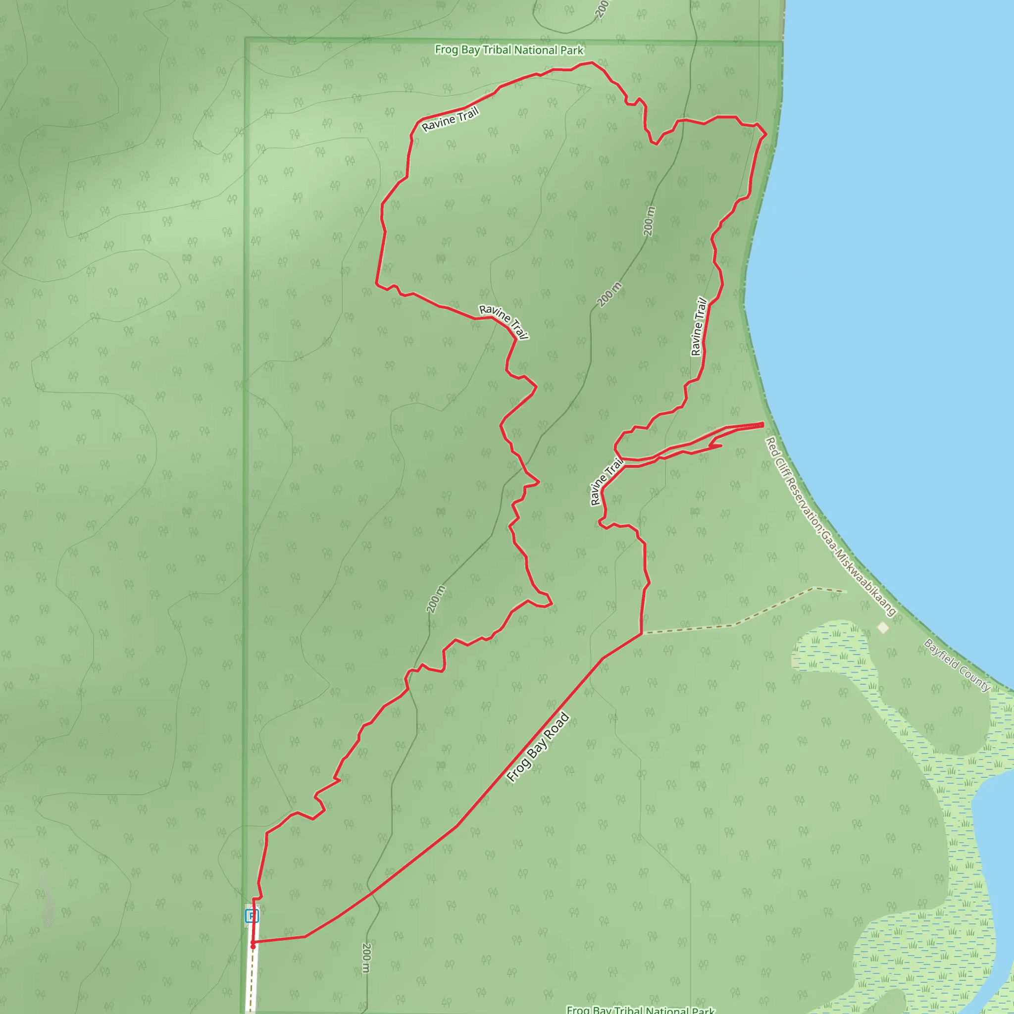 Ravine Traila and Frog Bay Road Loop mobile static map