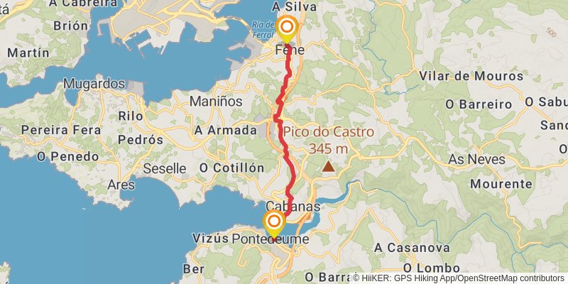 Camino Ingles stage 2 Map