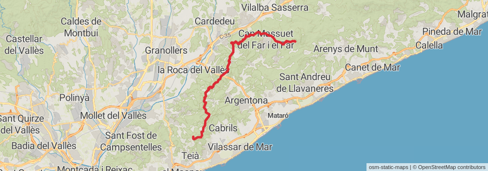 GR 92 Sendero del Mediterráneo Cataluña stage 16 Map
