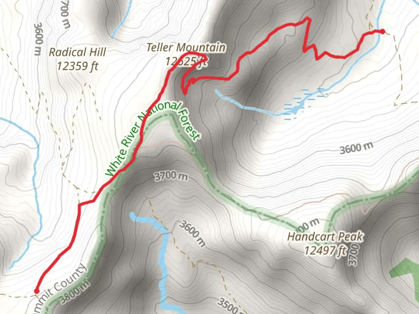 An image depicting the trail Teller Mountain via CDT and its surrounding area.