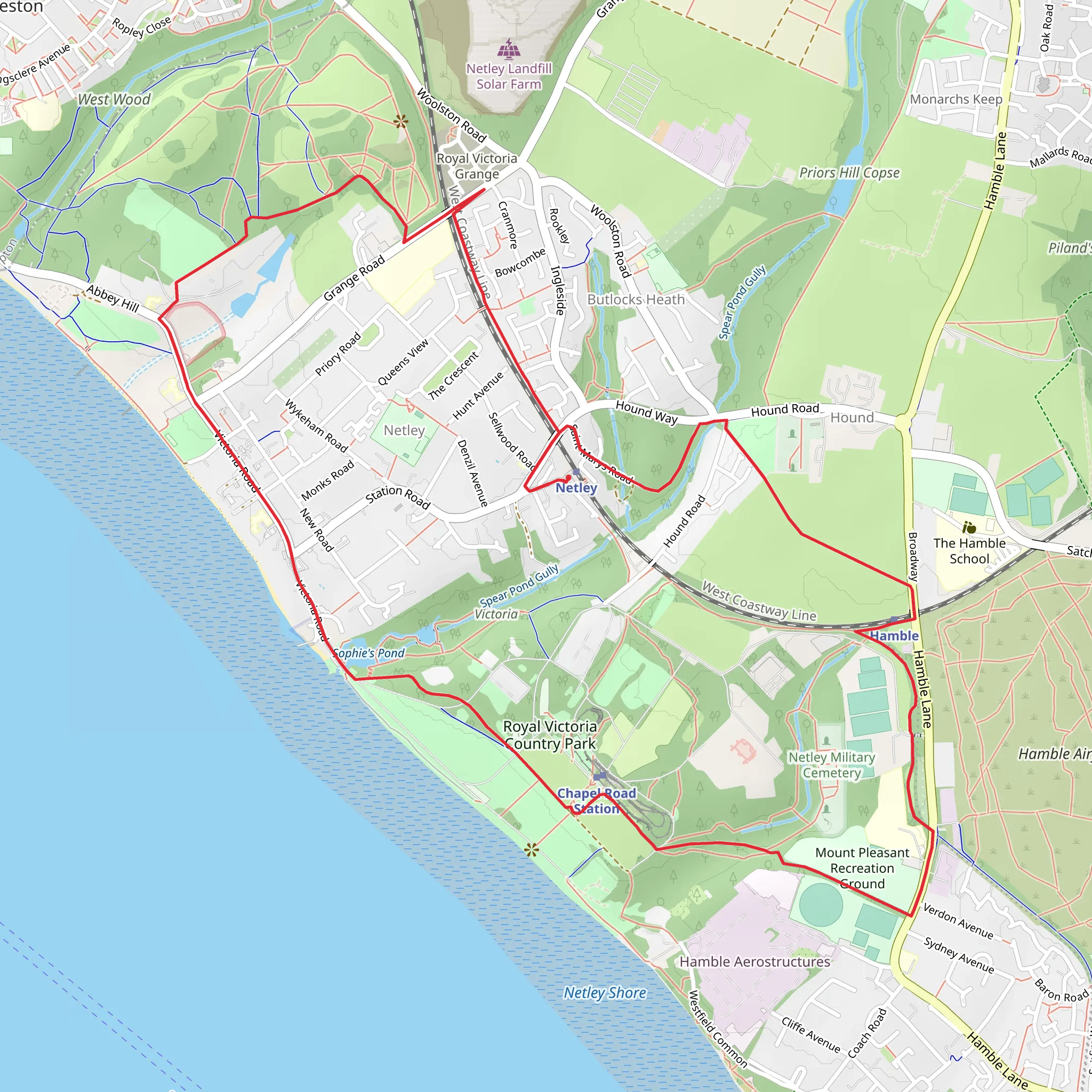 Netley CIrcular Walk mobile static map