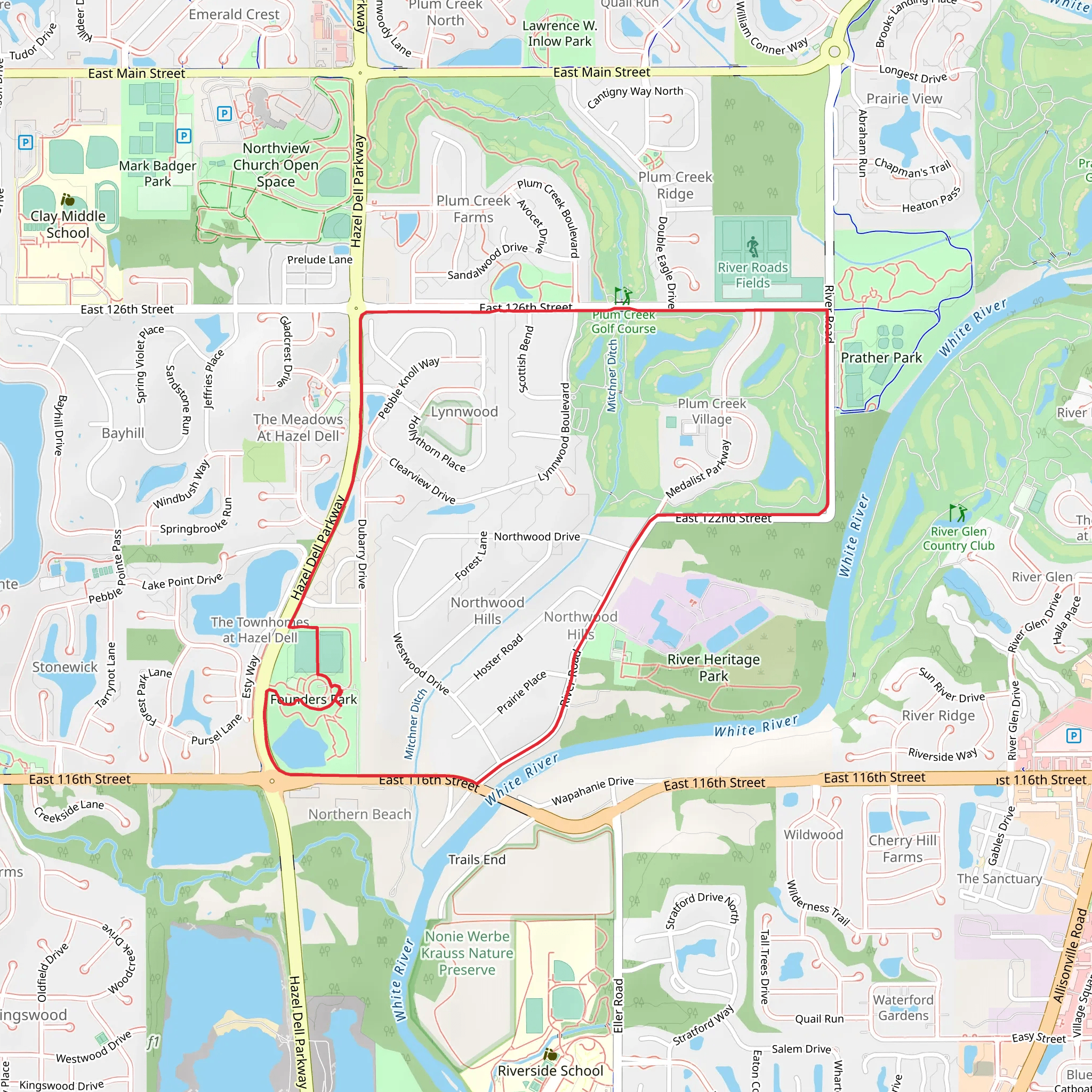 Northwood Hill and Hazel Dell Parkway Loop mobile static map