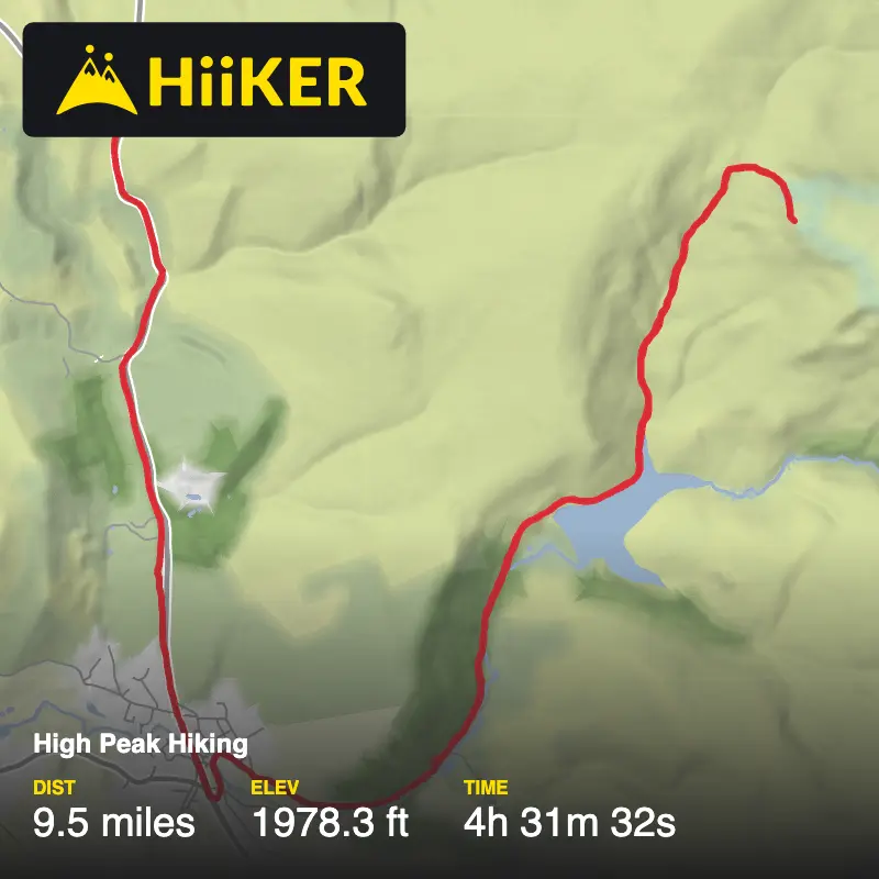 A map preview of the recording High Peak Hiking.