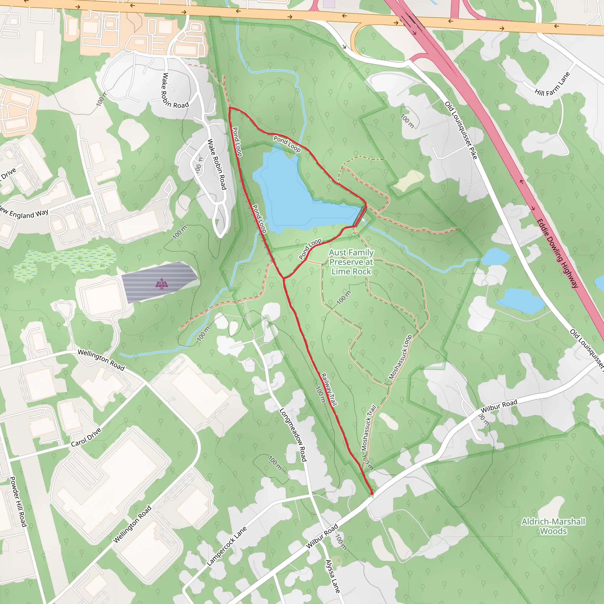 Pond Loop via Railway Trail mobile static map