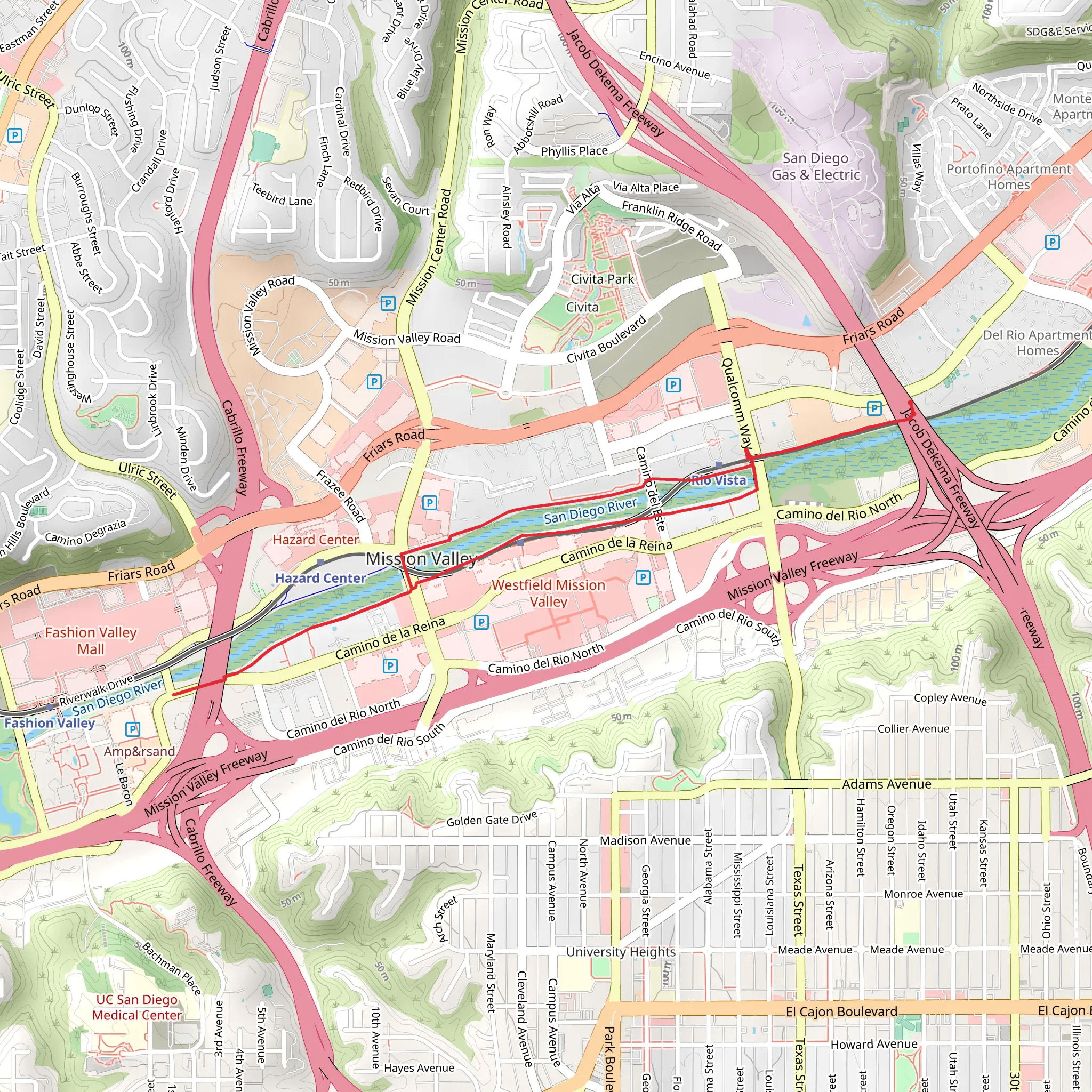 San Diego River Trail mobile static map