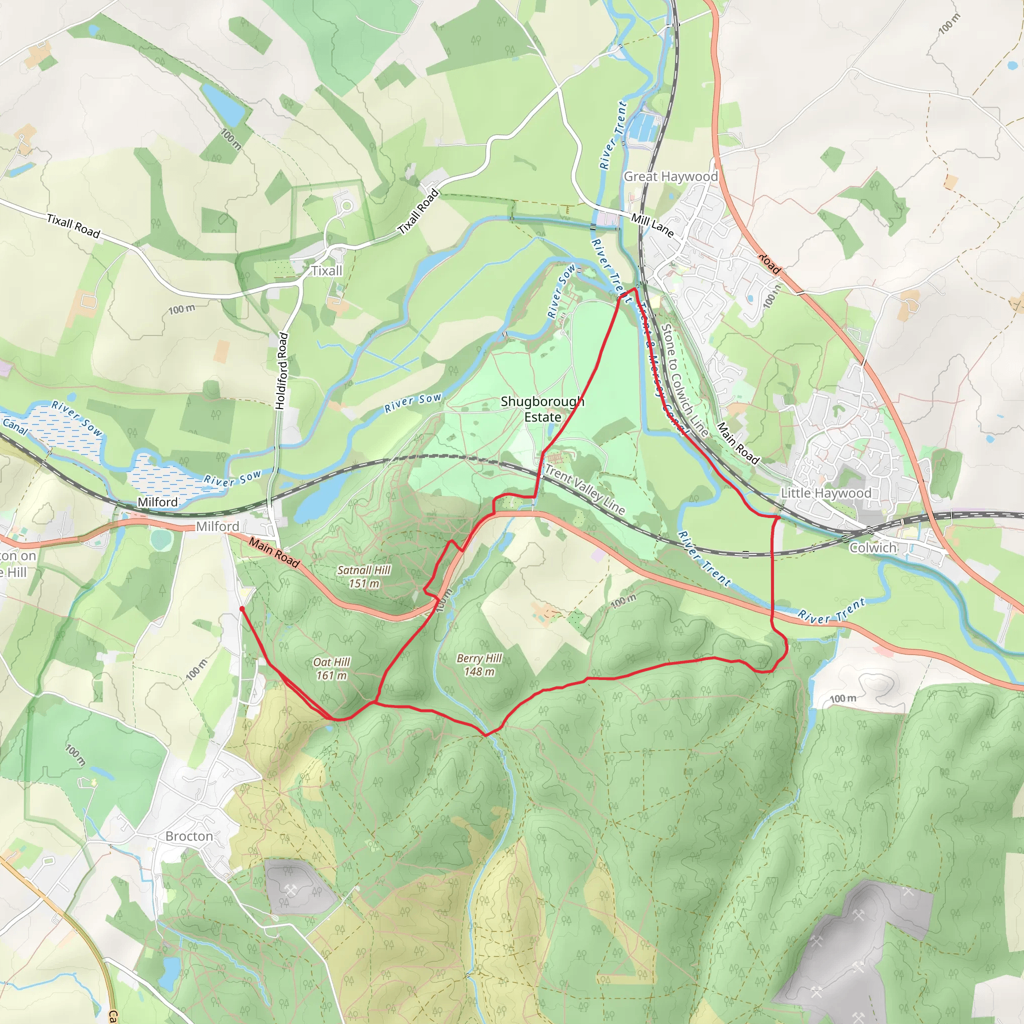 Milford - Seven Springs - Little Haywood and Shugborough mobile static map