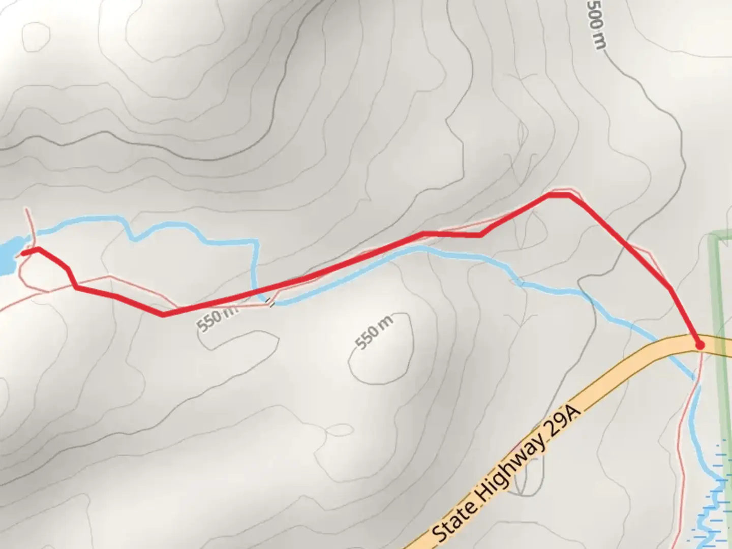 An image depicting the trail Nine Corner Lake and its surrounding area.