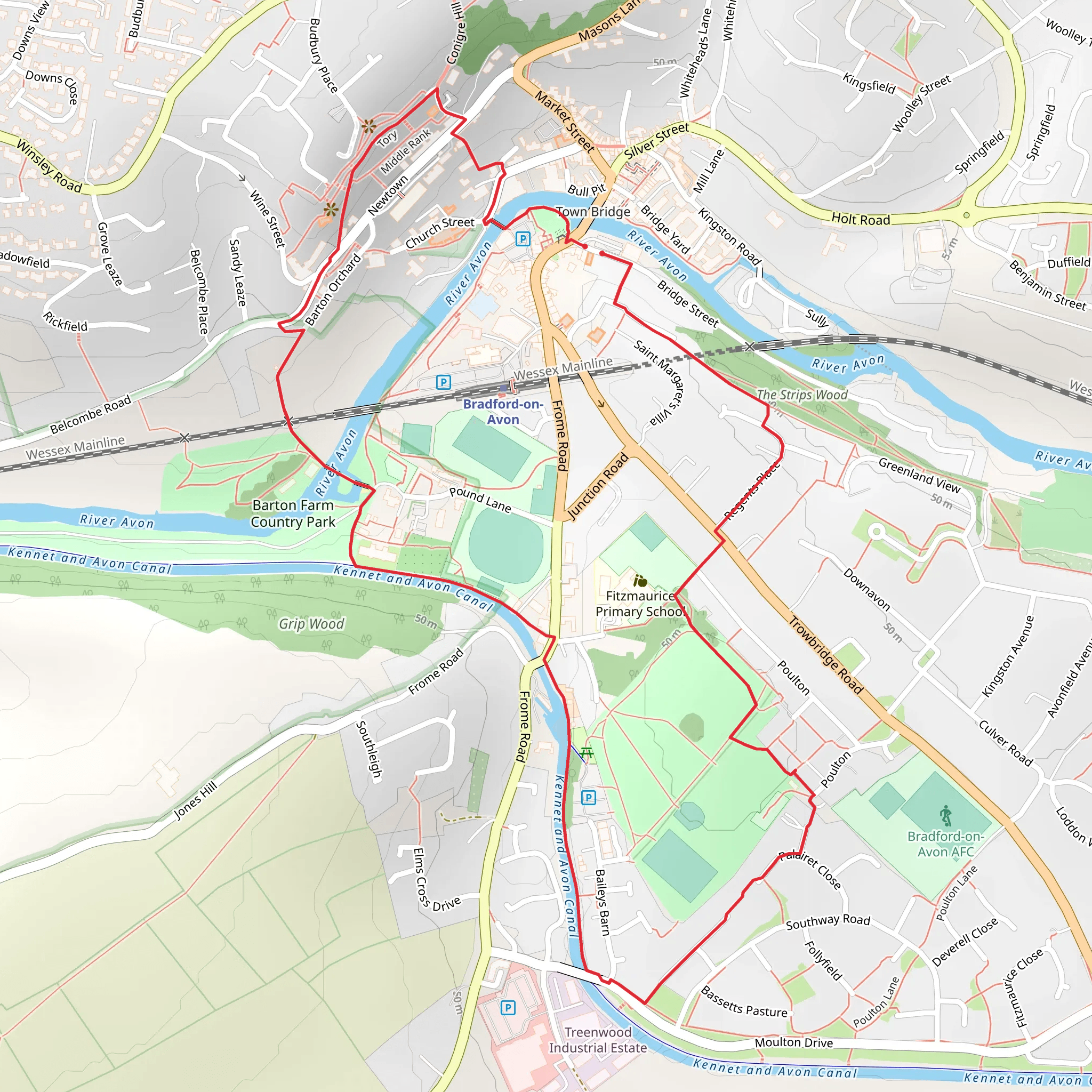 Barton Bridge and Kennet and Avon Canal Trail mobile static map